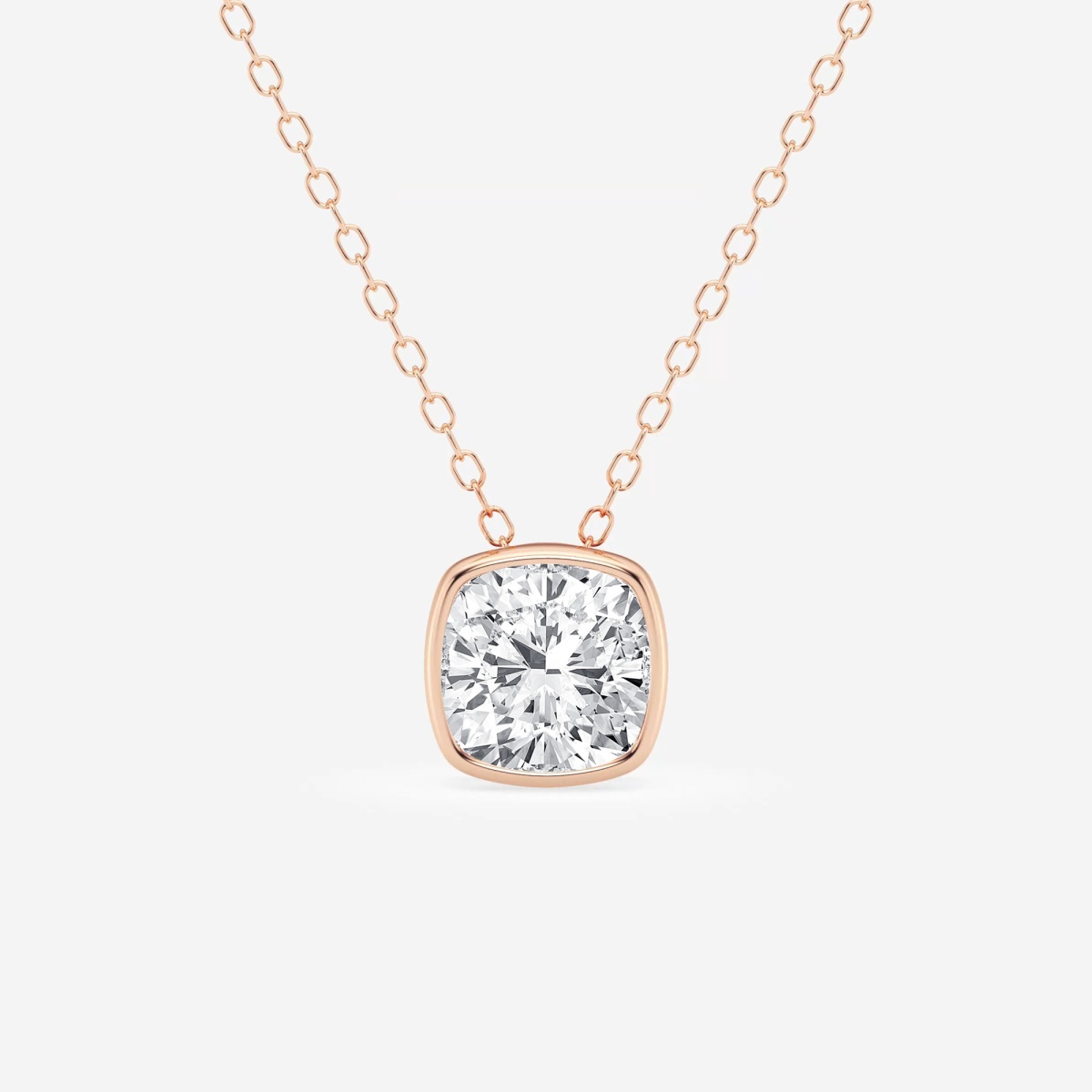 1 1 2 Ctw Cushion Lab Grown Diamond Bezel Set Solitaire Pendant With