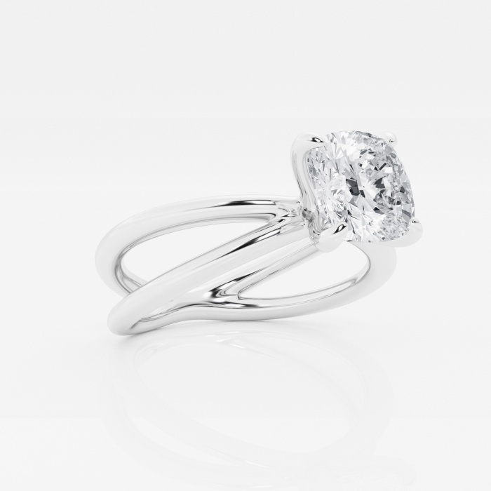 Ctw Cushion Lab Grown Diamond Crossover Solitaire Engagement Ring