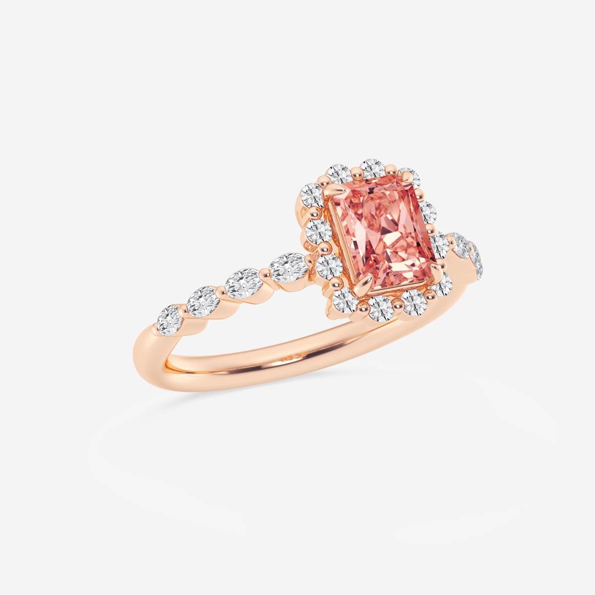 Ctw Radiant Lab Grown Diamond Fancy Pink Floating Diamond Halo