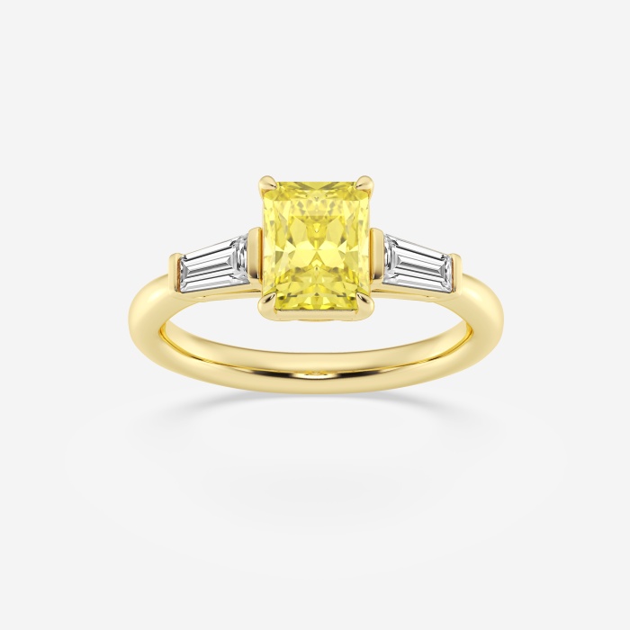 2 Ctw Radiant Lab Grown Diamond Fancy Yellow With Tapered Baguettes