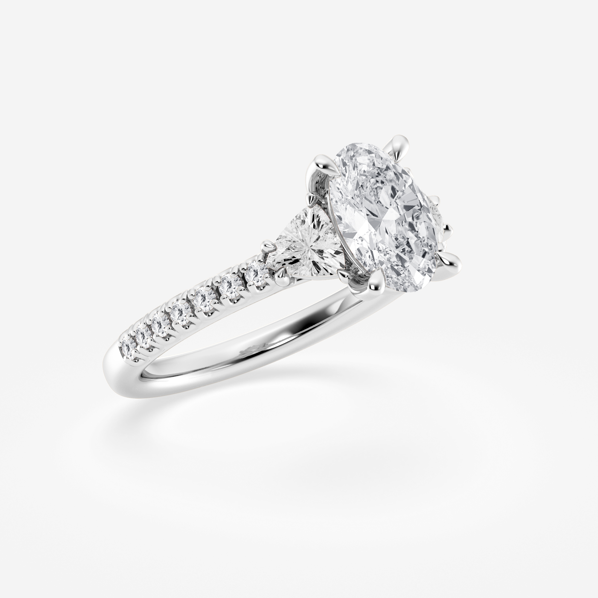 2 1 2 Ctw Oval Lab Grown Diamond Three Stone Engagement Ring With