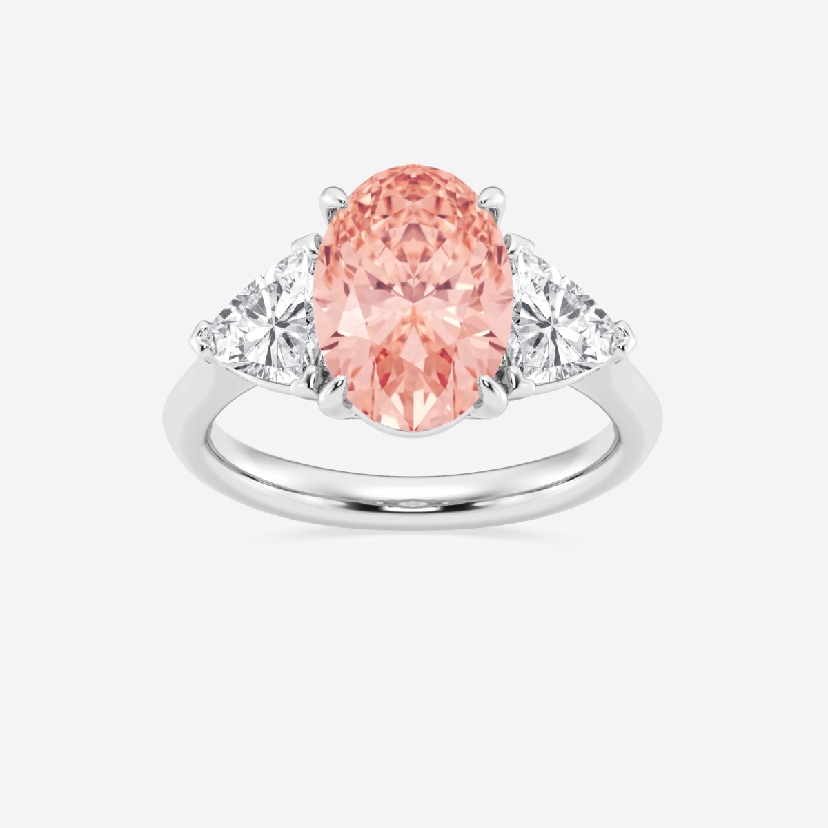 Ctw Fancy Pink Oval Lab Grown Diamond Three Stone Engagement Ring