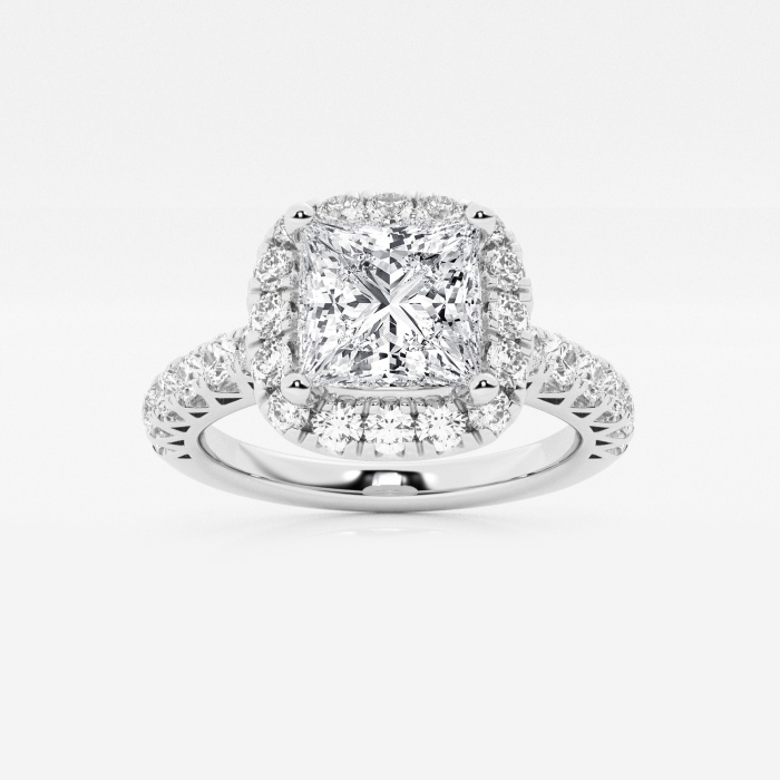 Ctw Princess Lab Grown Diamond Royal Crown Halo Engagement Ring