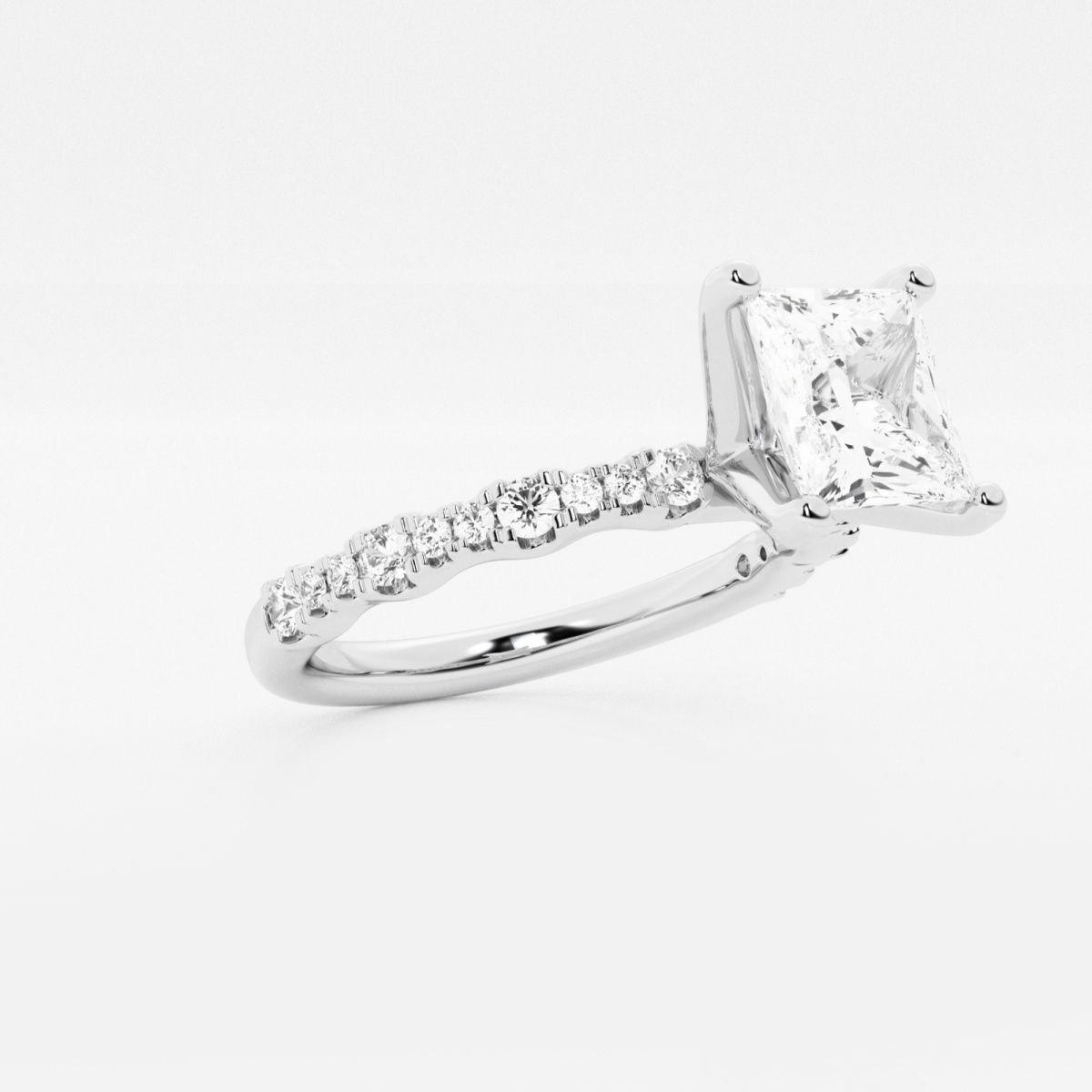 Ctw Princess Lab Grown Diamond Station Engagement Ring