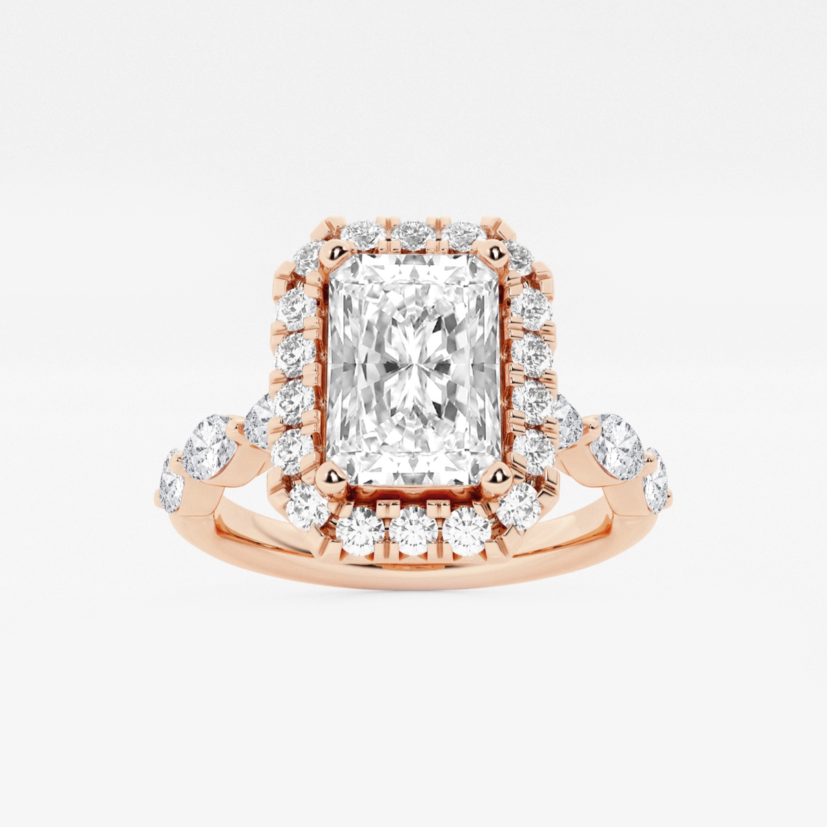 Ctw Radiant Lab Grown Diamond Floating Marquise Halo Engagement