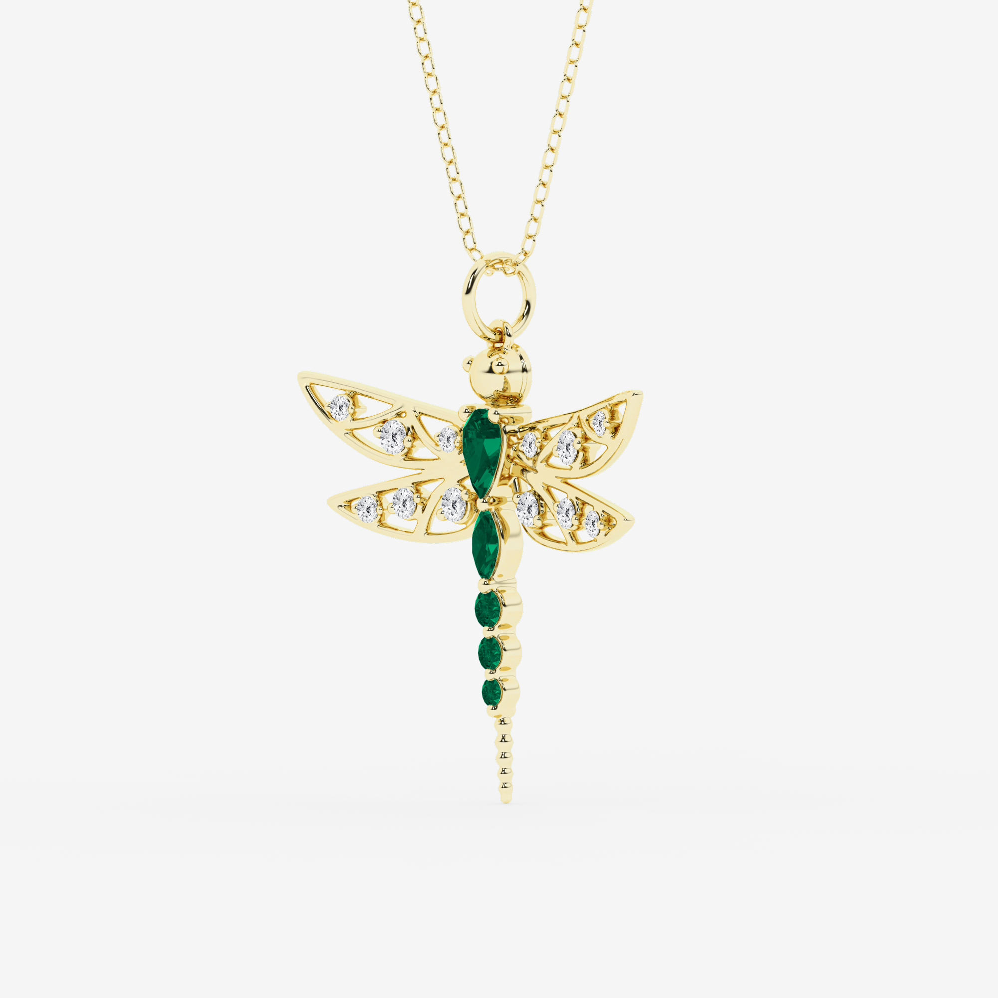 Design ID 10078 - Truly Custom 1/5 ctw Round Lab Grown Diamond and Multi-Shape Created Emerald Gemstone Fashion Pendant