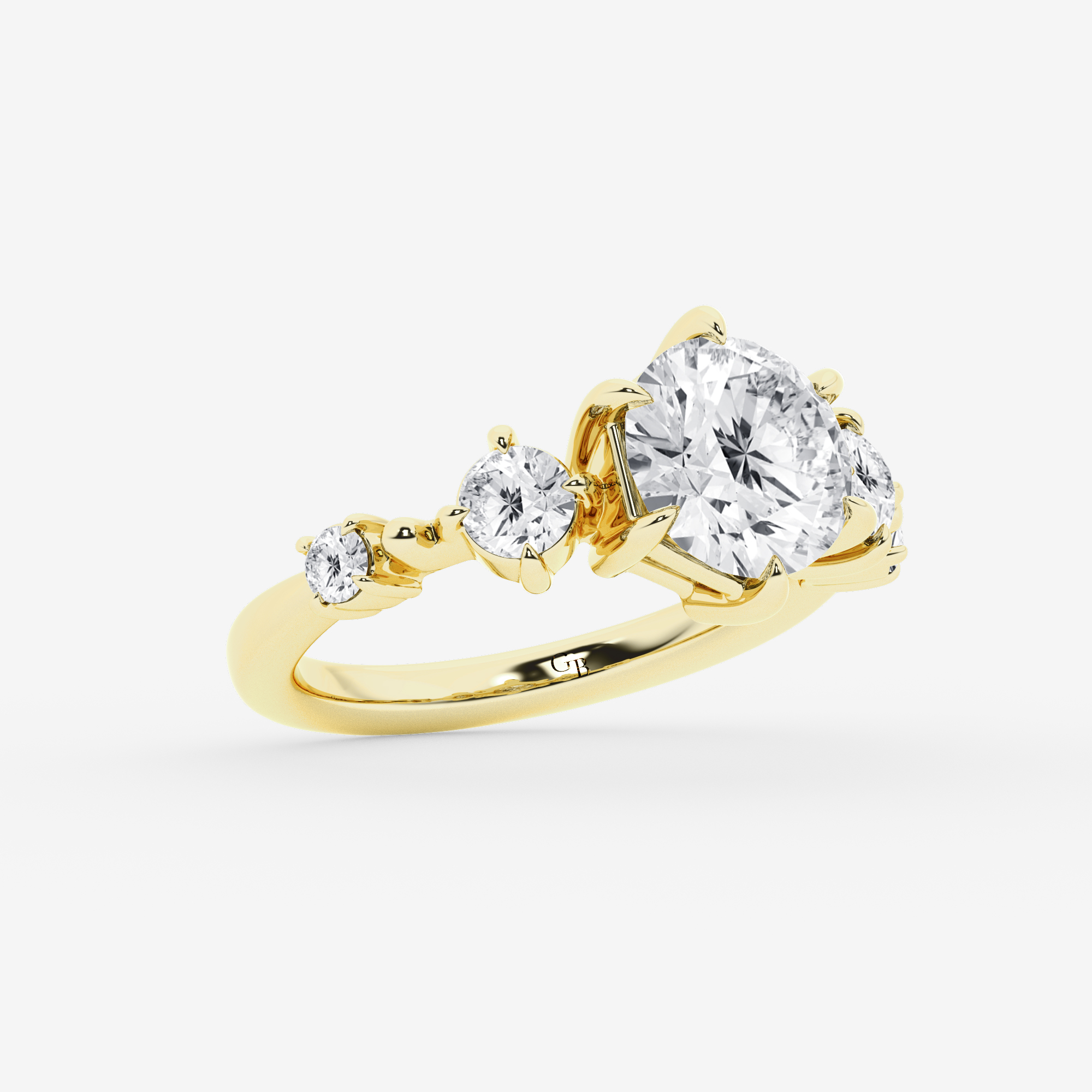 Design ID 10711 - Truly Custom 2 1/2 ctw Round Lab Grown Diamond Side Stone Engagement Ring