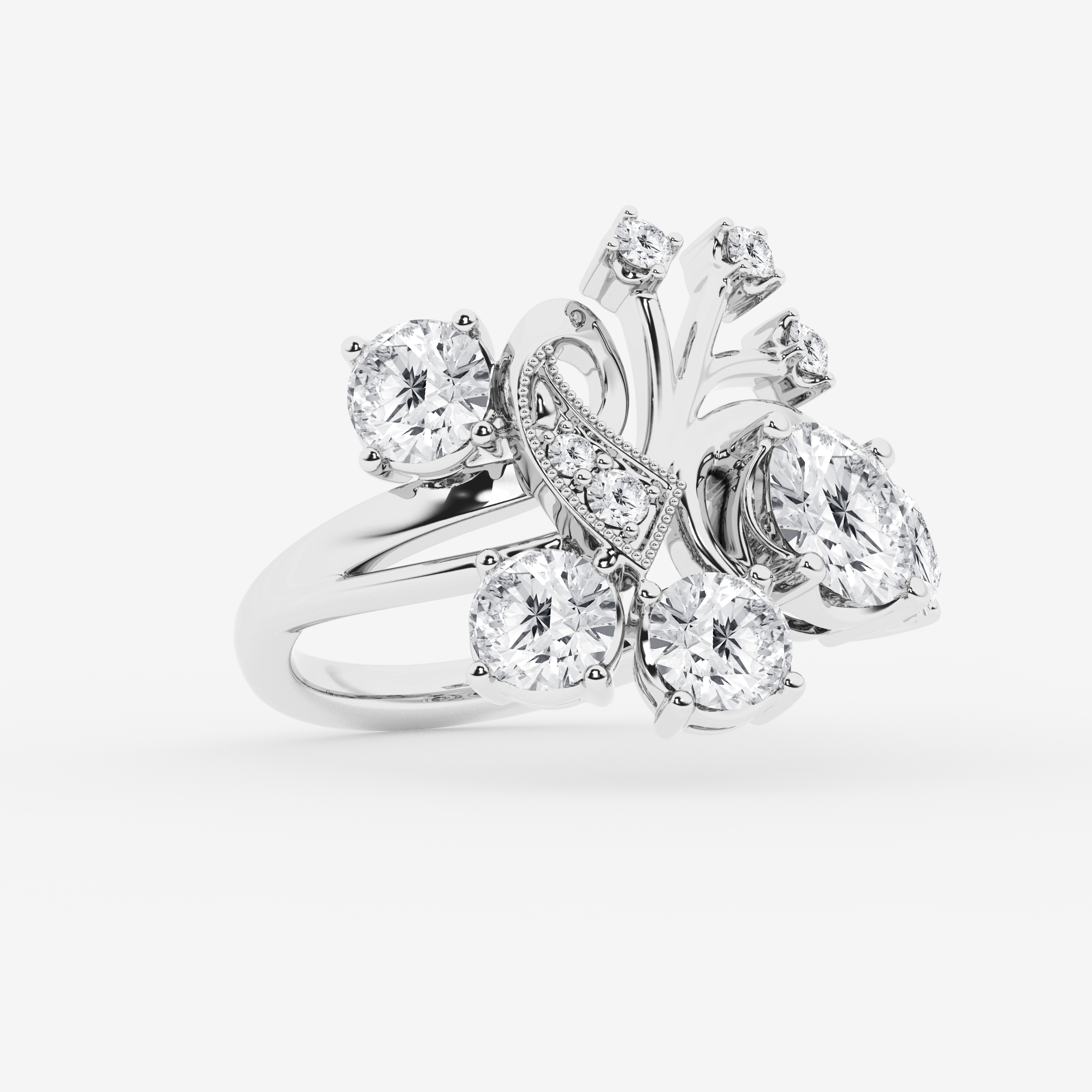 Design ID 12530 - Truly Custom 3 1/6 ctw Round Lab Grown Diamond Side Stone Engagement Ring