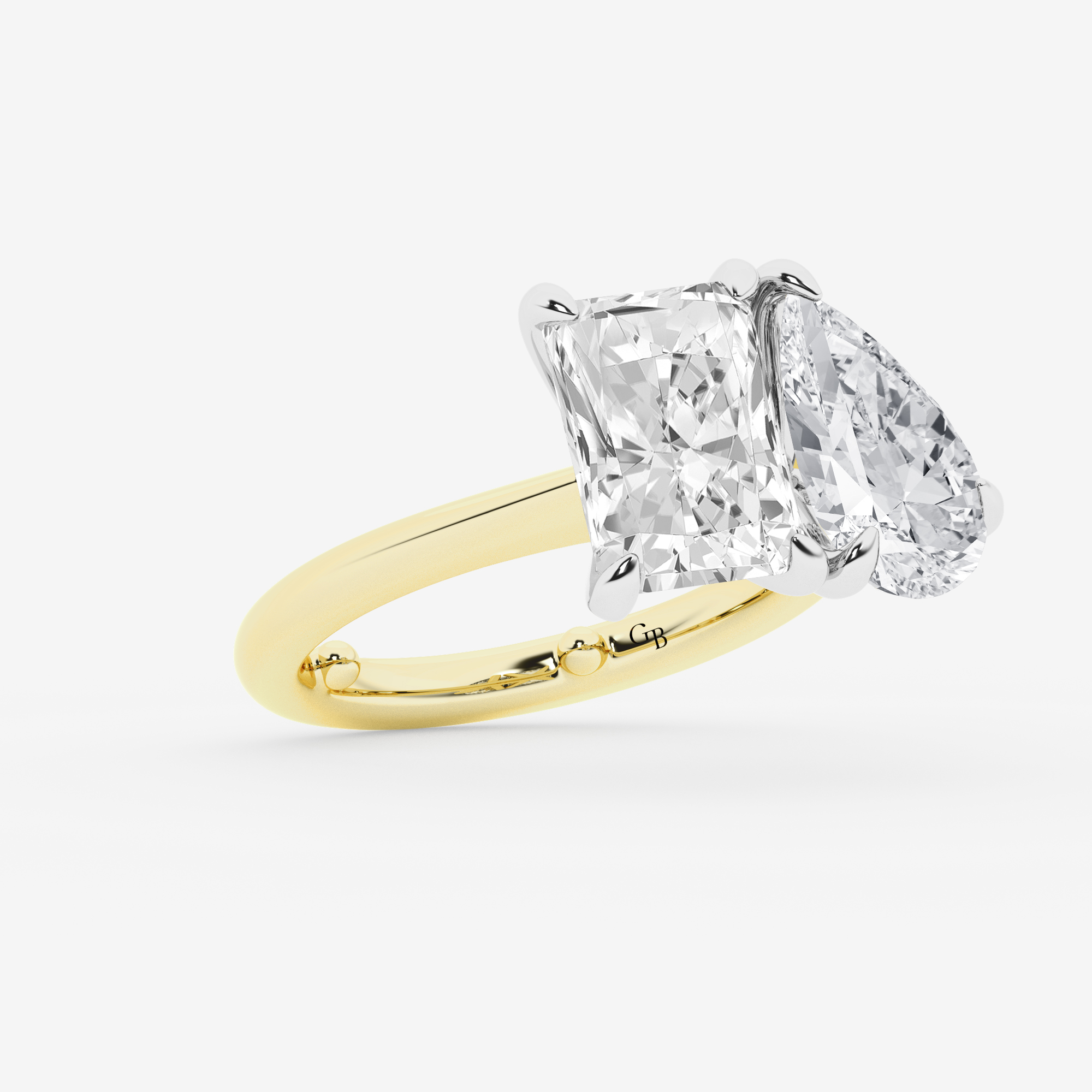 Design ID 12712 - Truly Custom 3 1/2 ctw Radiant and Pear Lab Grown Diamond Toi Et Moi Engagement Ring