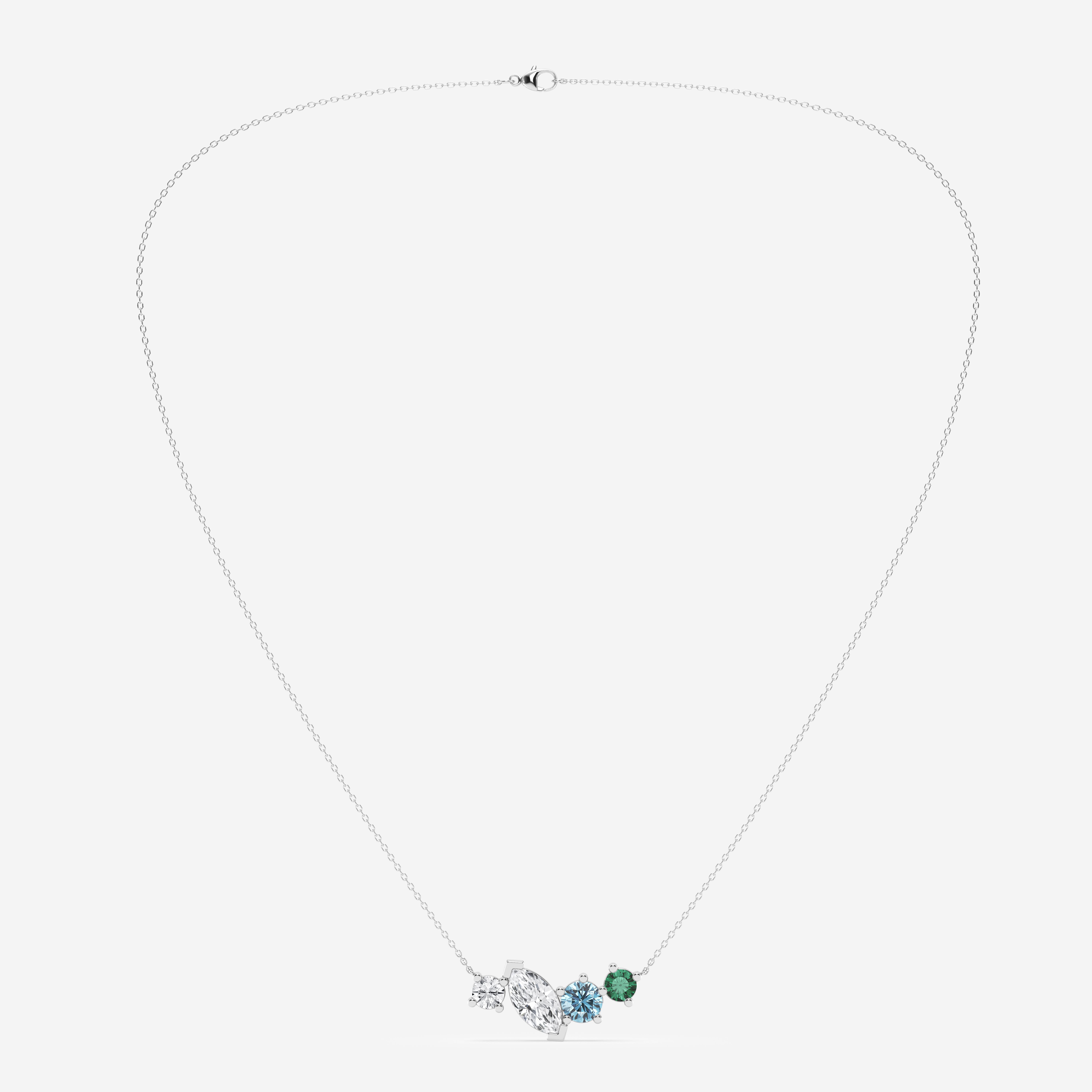 Design ID 4146 - 5.00mm Round-Cut Created Emerald 3 1/2 ctw Marquise & Round Lab Grown Diamond Truly Custom Fashion Necklace
