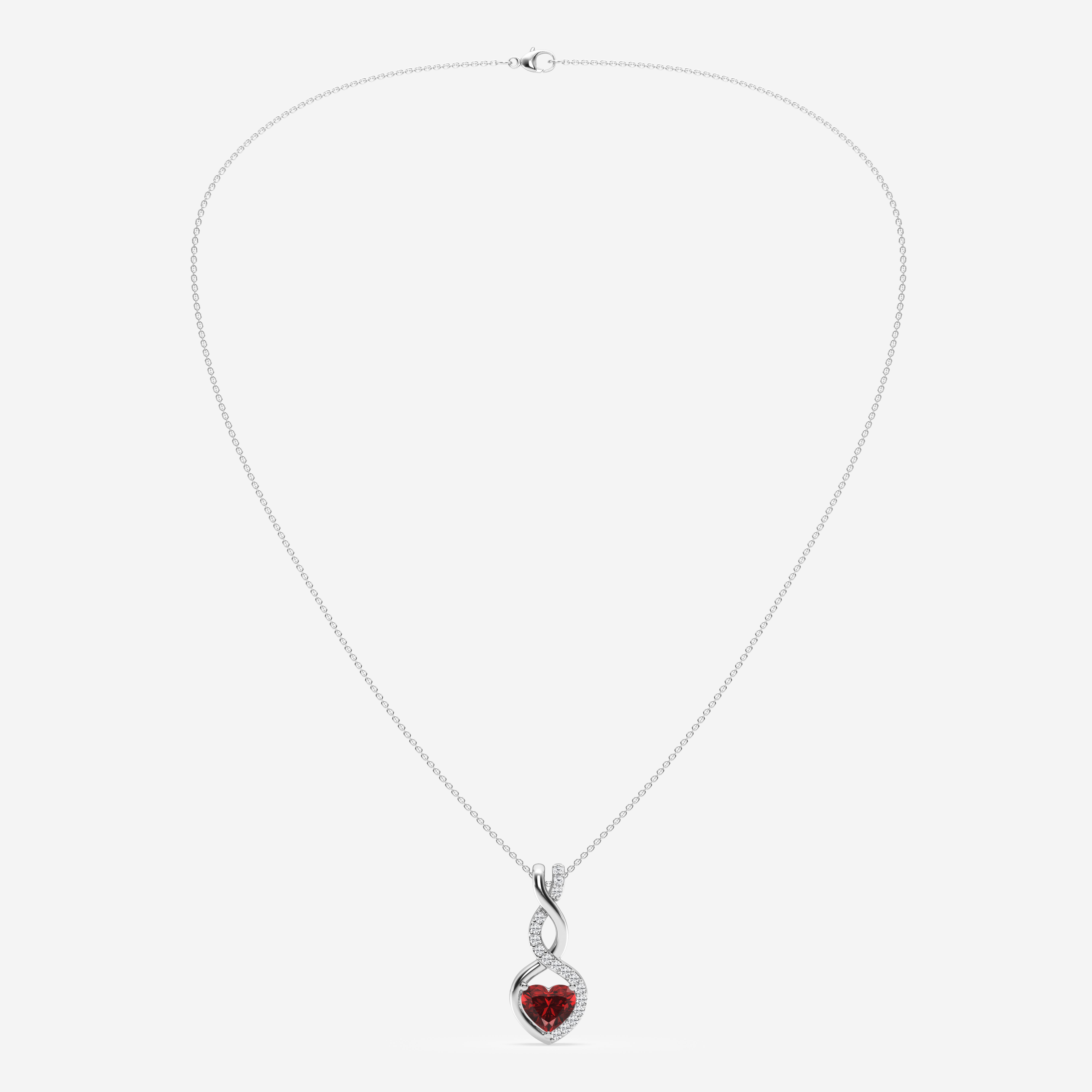 Design ID 4446 - Truly Custom 7.8x8.76mm Heart Shape Created Ruby and 1/3 ctw Round Lab Grown Diamond Fashion Pendant