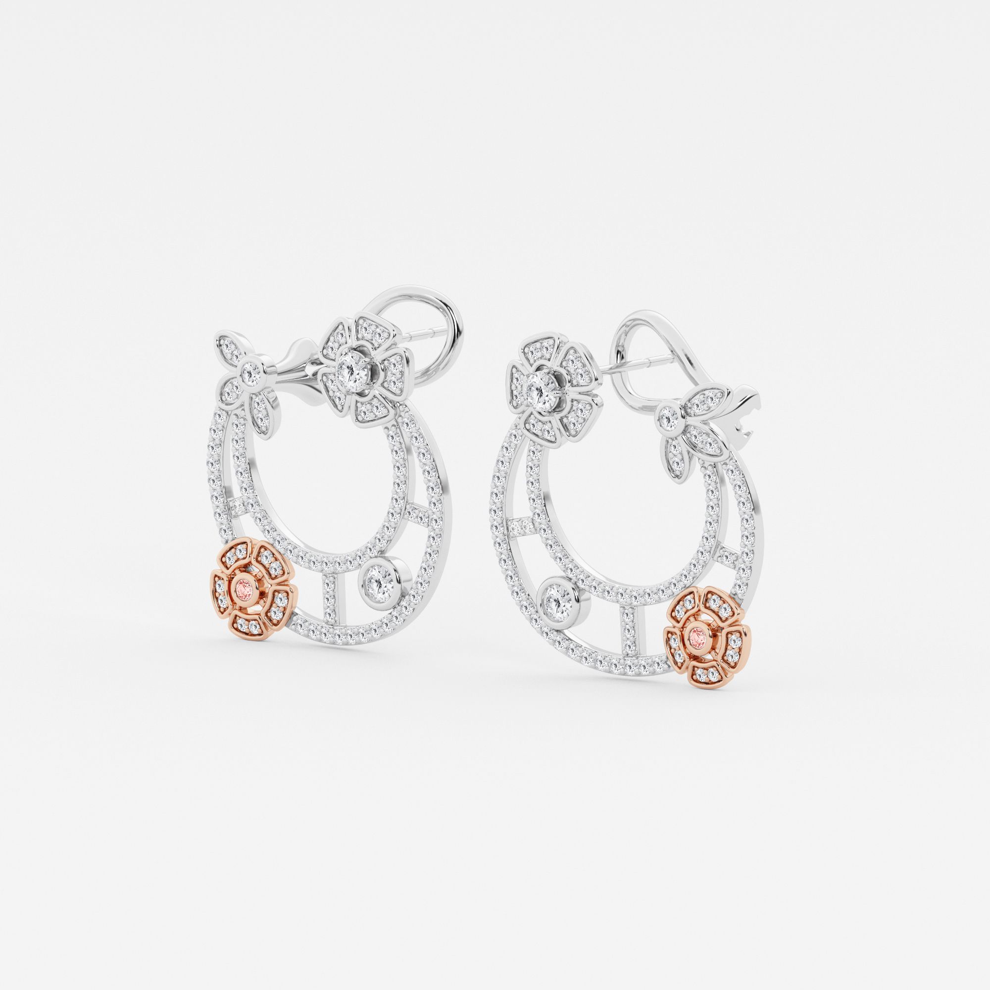 Design ID 5657 - Truly Custom 1 3/4 ctw Round Lab Grown Diamond and Round Fancy Pink Fashion Earrings
