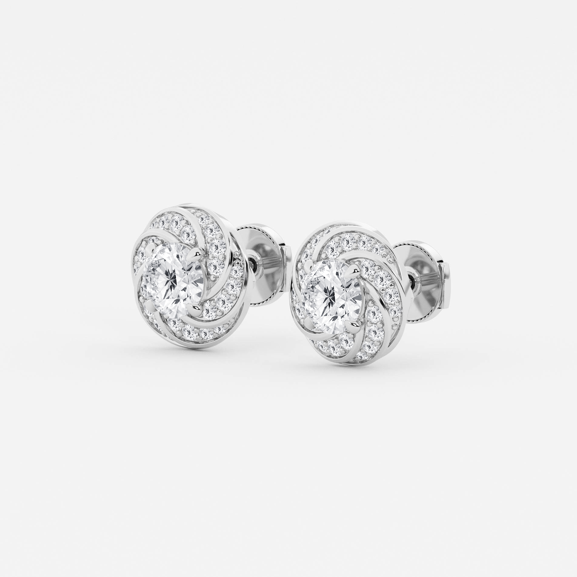 Design ID 6359 - Truly Custom 2 1/2 ctw Round Lab Grown Diamond Twisted Pave Halo Earring