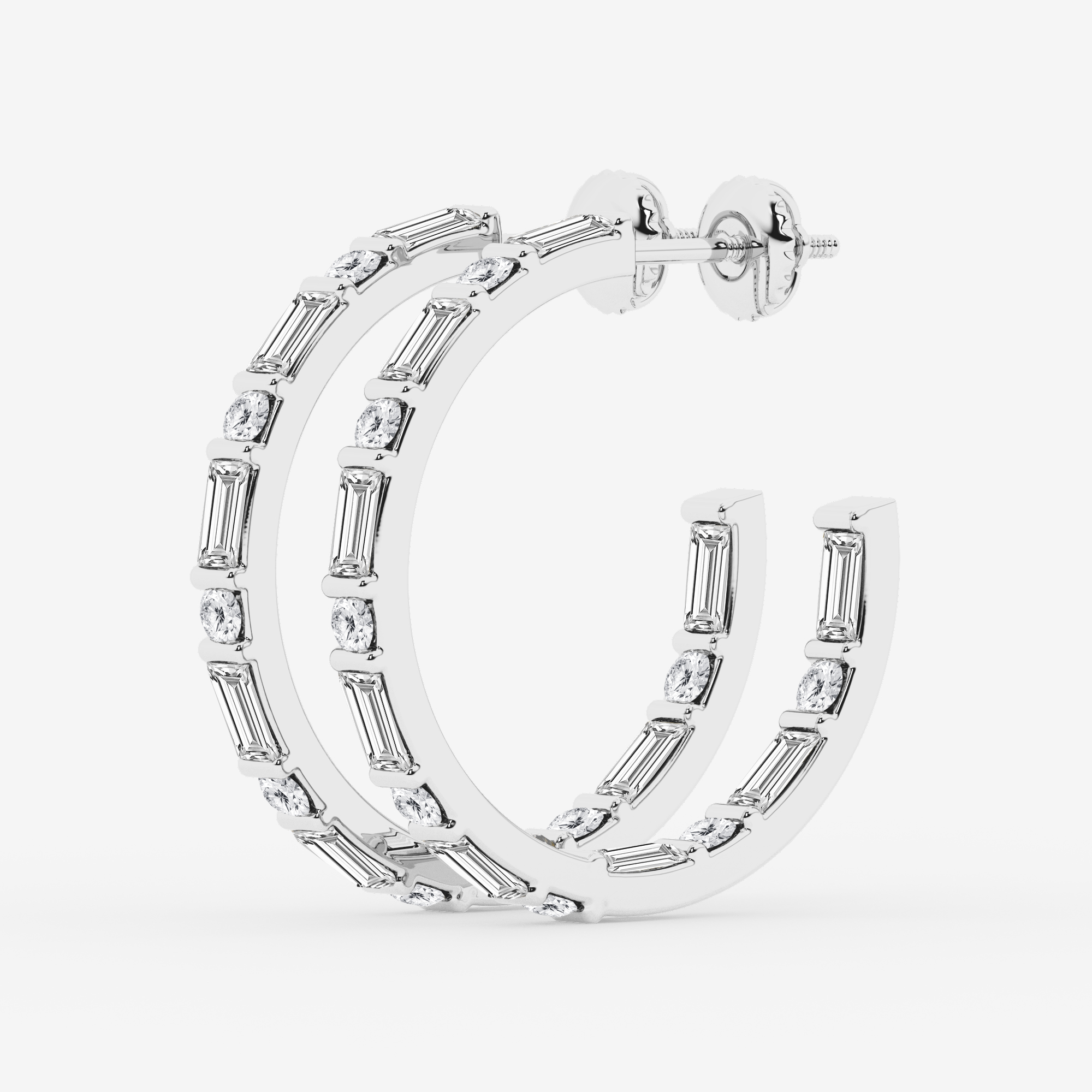Design ID 8818 -  Truly Custom 2 ctw Round & Baguette Lab Grown Diamond Fashion Earring