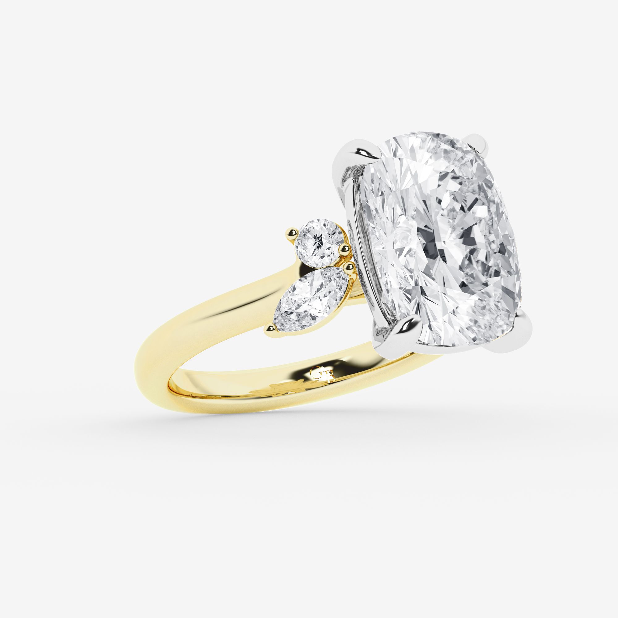 Design ID 9951 - Truly Custom 5 2/5 ctw Elongated Cushion Lab Grown Diamond Side Stone Engagement Ring