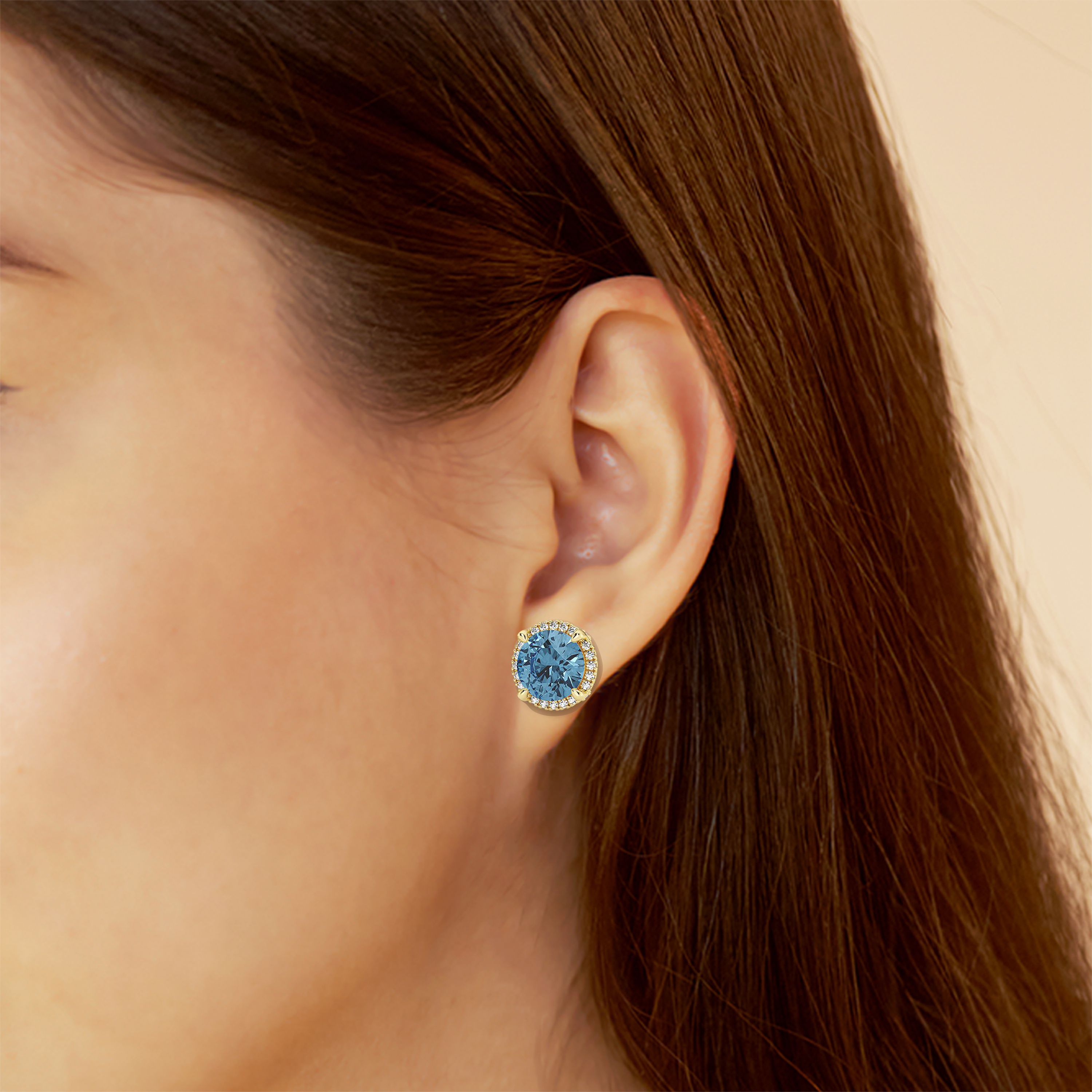 Design ID 3954 - 4 1/4 ctw Round Fancy Blue Lab Grown Diamond Truly Custom Earrings