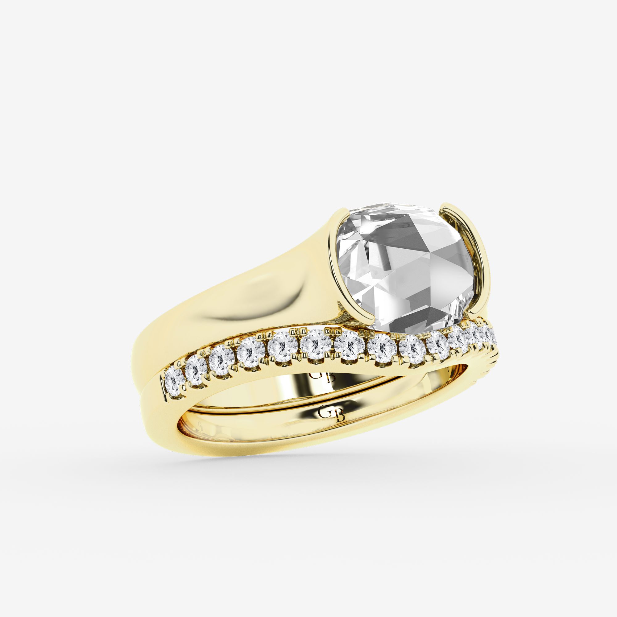 Design ID 9658 - Truly Custom 1 1/2 ctw Elongated Cushion Rose Cut Lab Grown Diamond Solitaire Engagement Ring