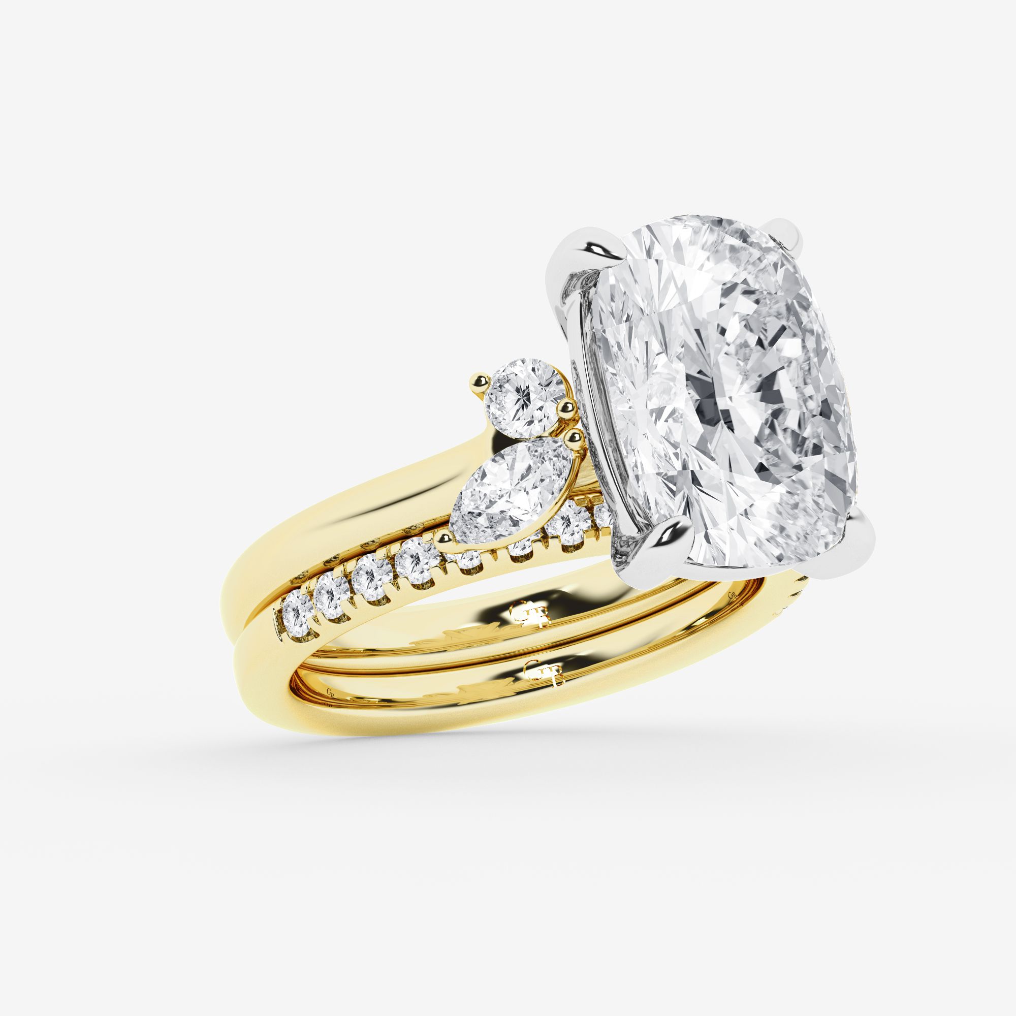 Design ID 9951 - Truly Custom 5 2/5 ctw Elongated Cushion Lab Grown Diamond Side Stone Engagement Ring