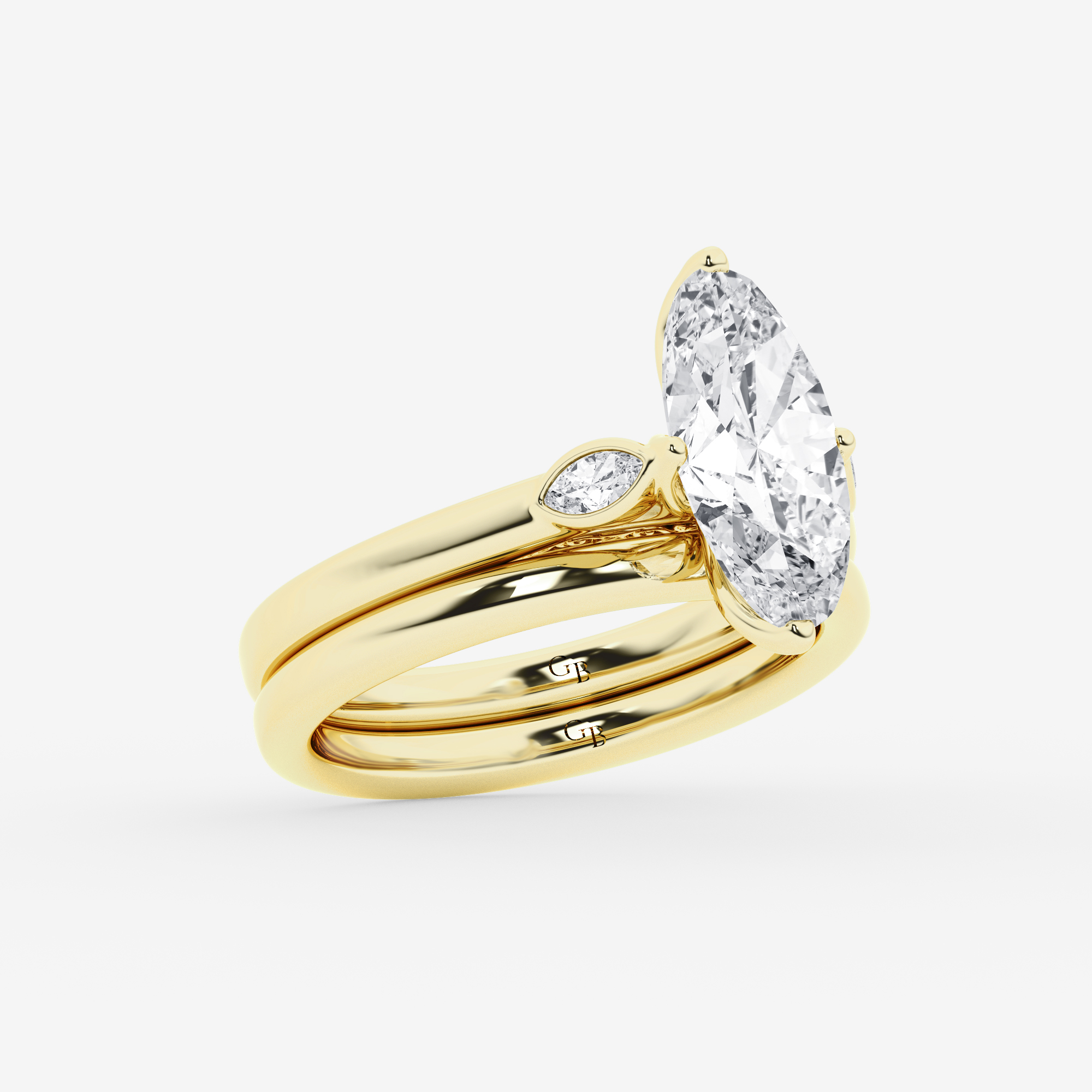 Design ID 9991 - Truly Custom 2 1/8 ctw Moval Lab Grown Diamond Three Stone Engagement Ring
