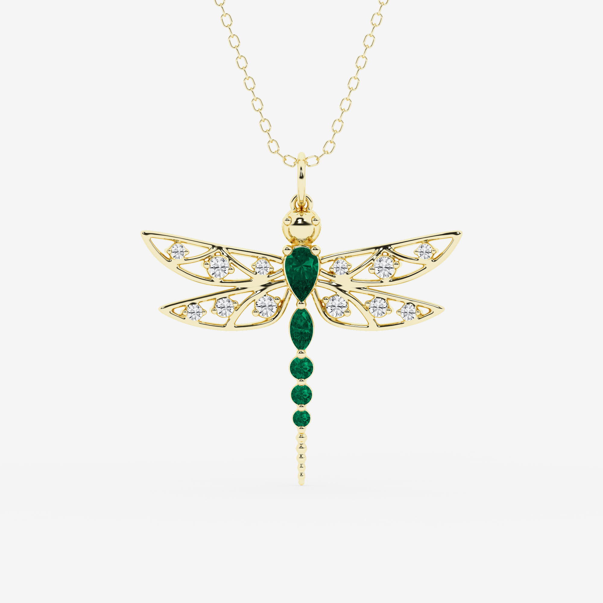 Design ID 10078 - Truly Custom 1/5 ctw Round Lab Grown Diamond and Multi-Shape Created Emerald Gemstone Fashion Pendant