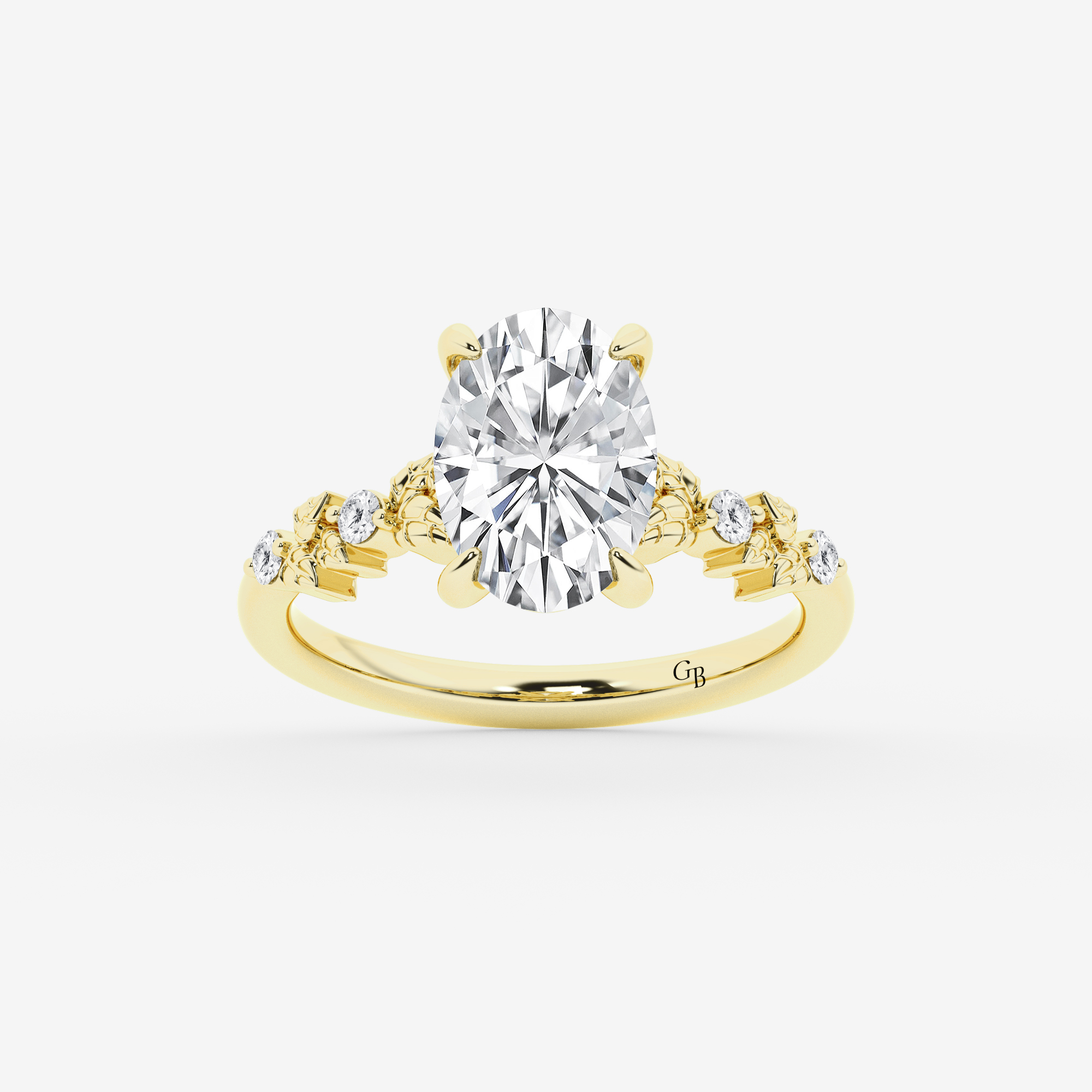 Design ID 10608 - Truly Custom 2 1/2 ctw Oval Lab Grown Diamond Side Stone Engagement Ring Customer Selected Diamond SKU-792630679