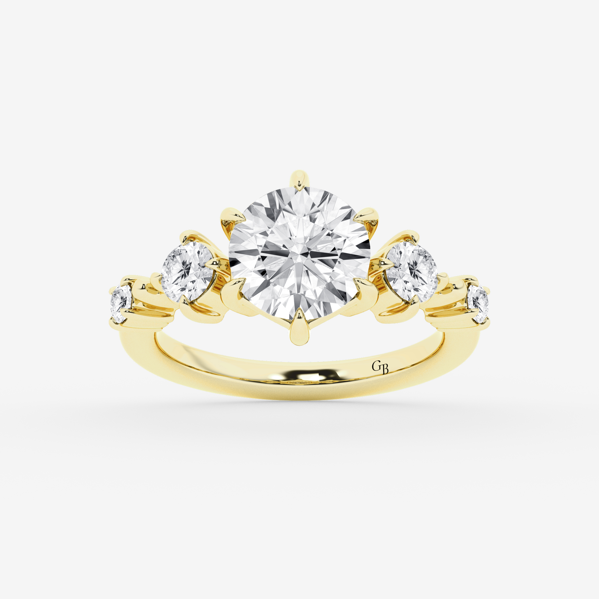 Design ID 10711 - Truly Custom 2 1/2 ctw Round Lab Grown Diamond Side Stone Engagement Ring