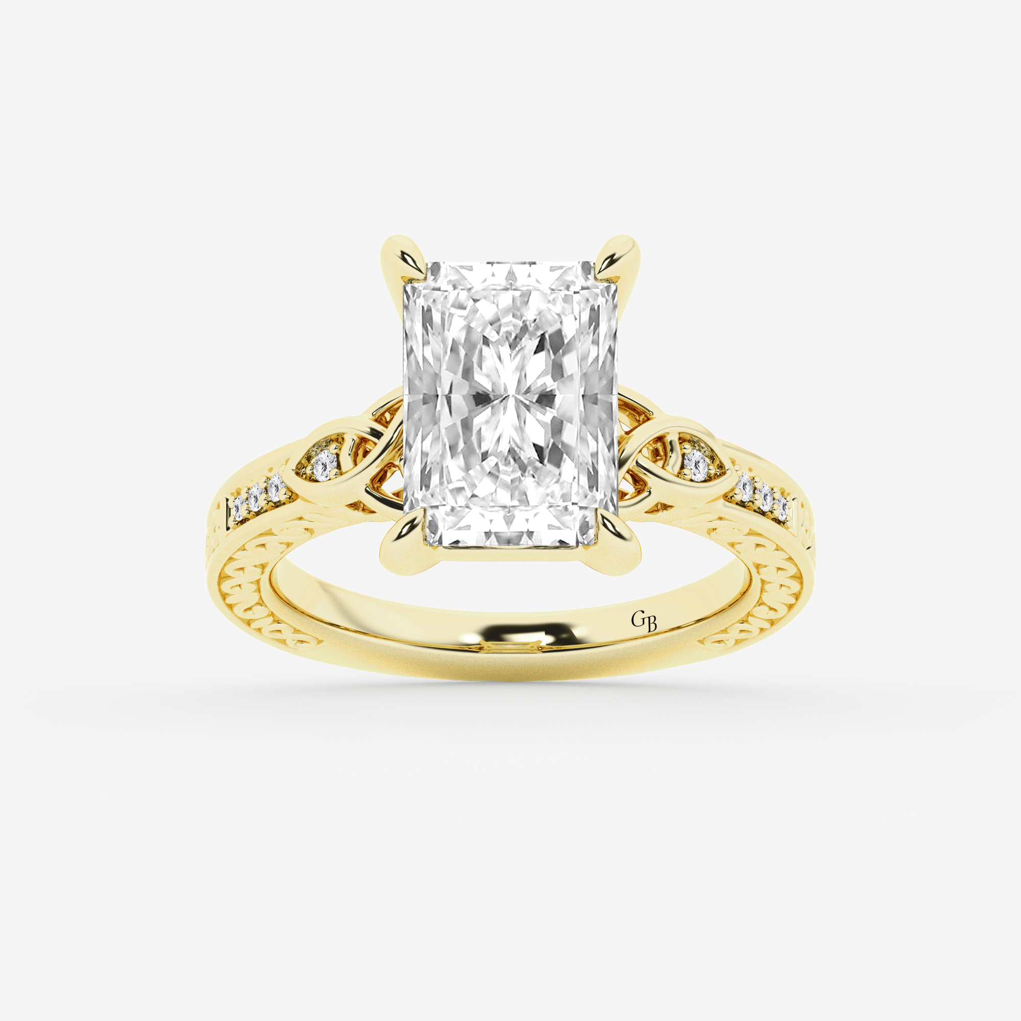 Design ID 10871 - Truly Custom 3 1/2 ctw Radiant Lab Grown Diamond Side Stone Engagement Ring
