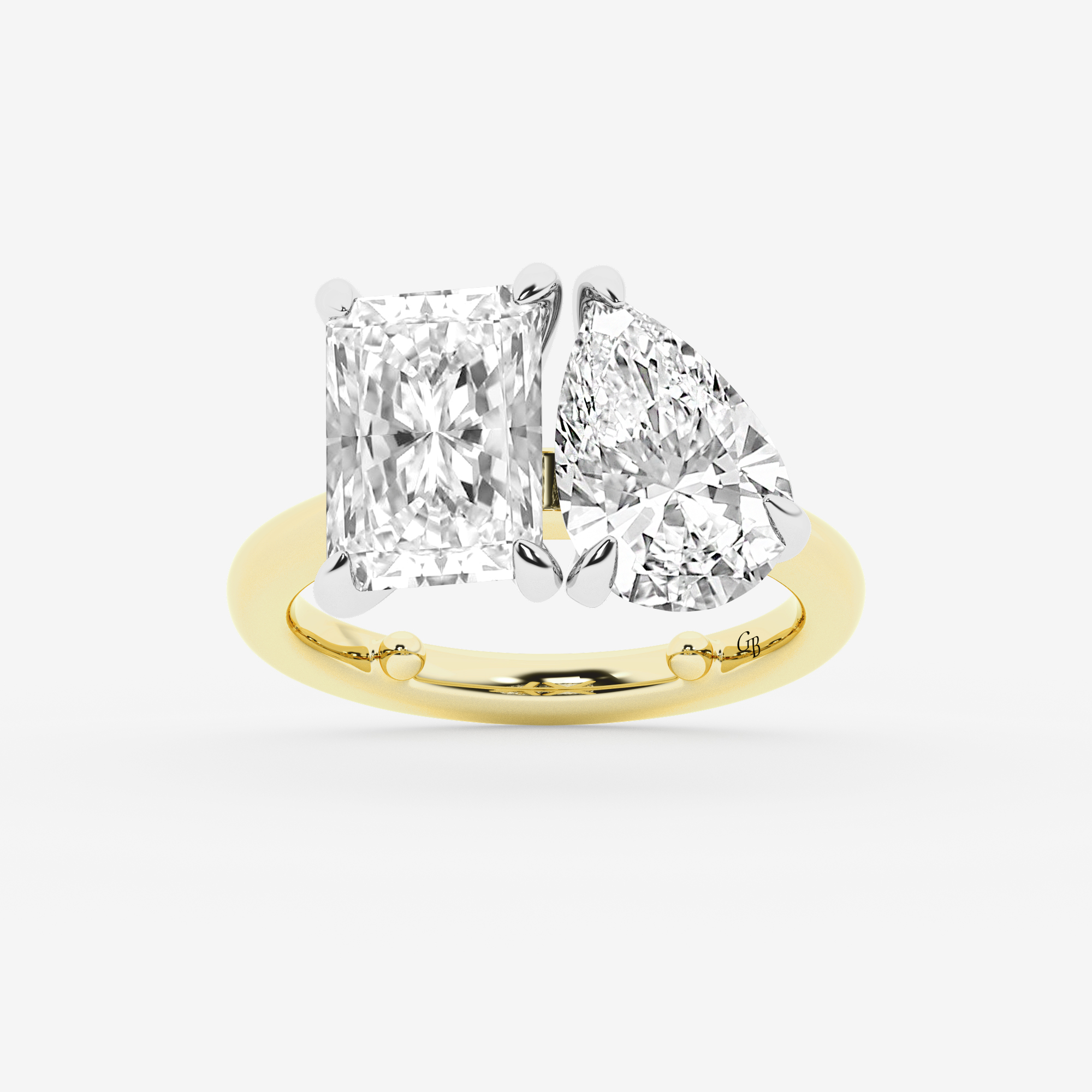 Design ID 12712 - Truly Custom 3 1/2 ctw Radiant and Pear Lab Grown Diamond Toi Et Moi Engagement Ring