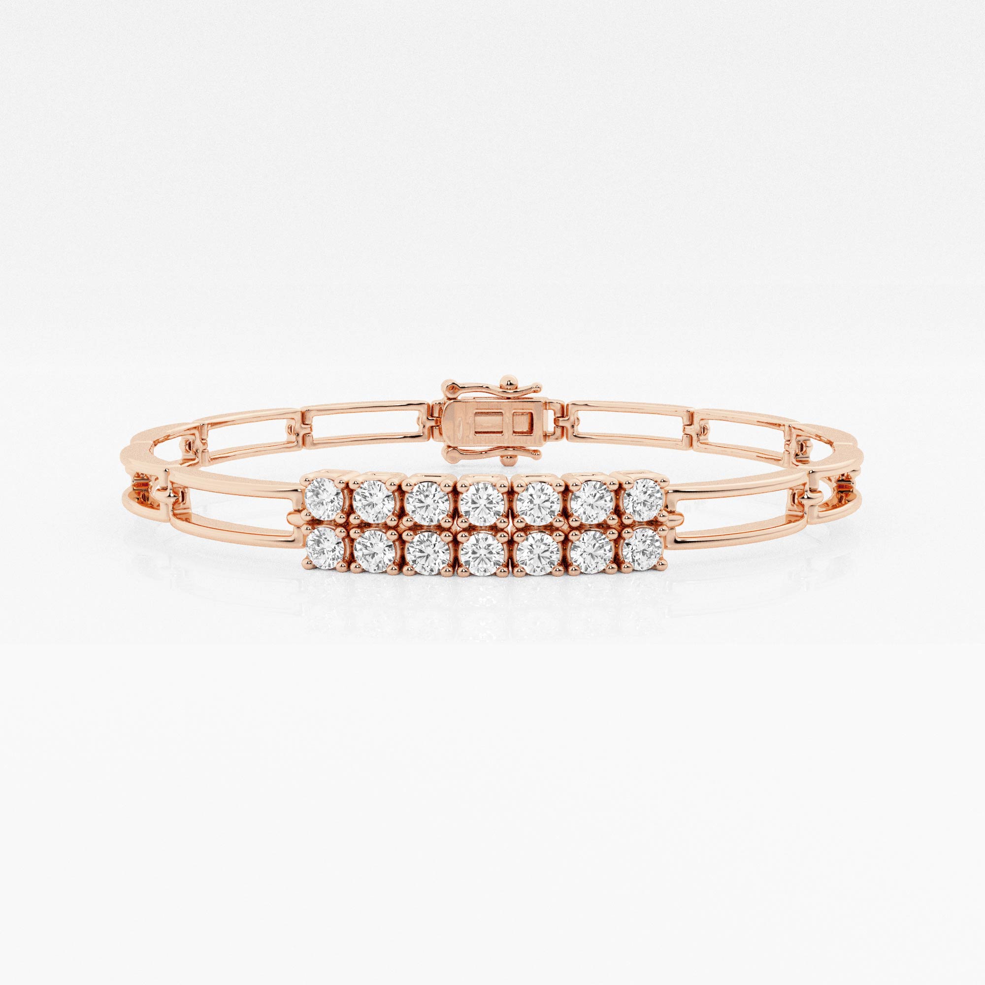 Design ID 3556 - Truly Custom 1 ctw Round Lab Grown Diamond Paper Clip Fashion Bracelet - 7.50 Inches