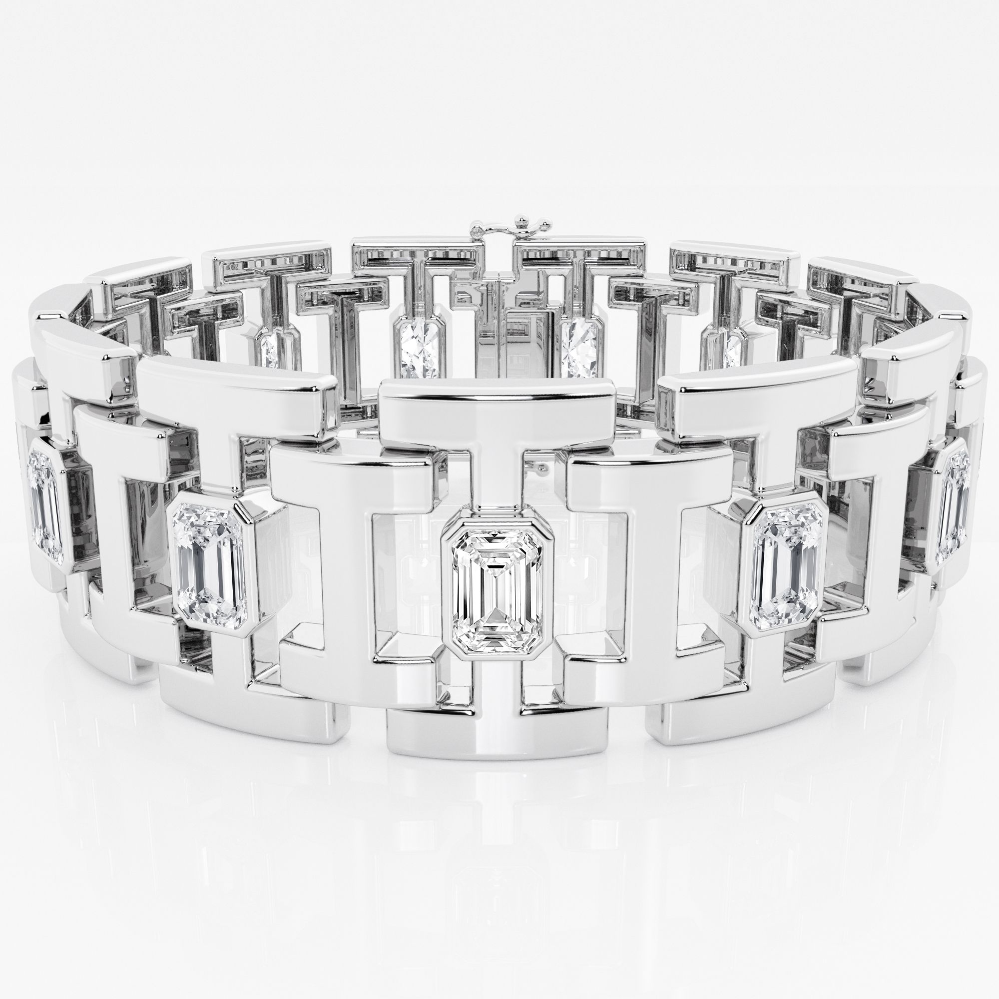 Design ID 3858 - 16 1/4 ctw Emerald Lab Grown Diamond Truly Custom Tennis Bracelet