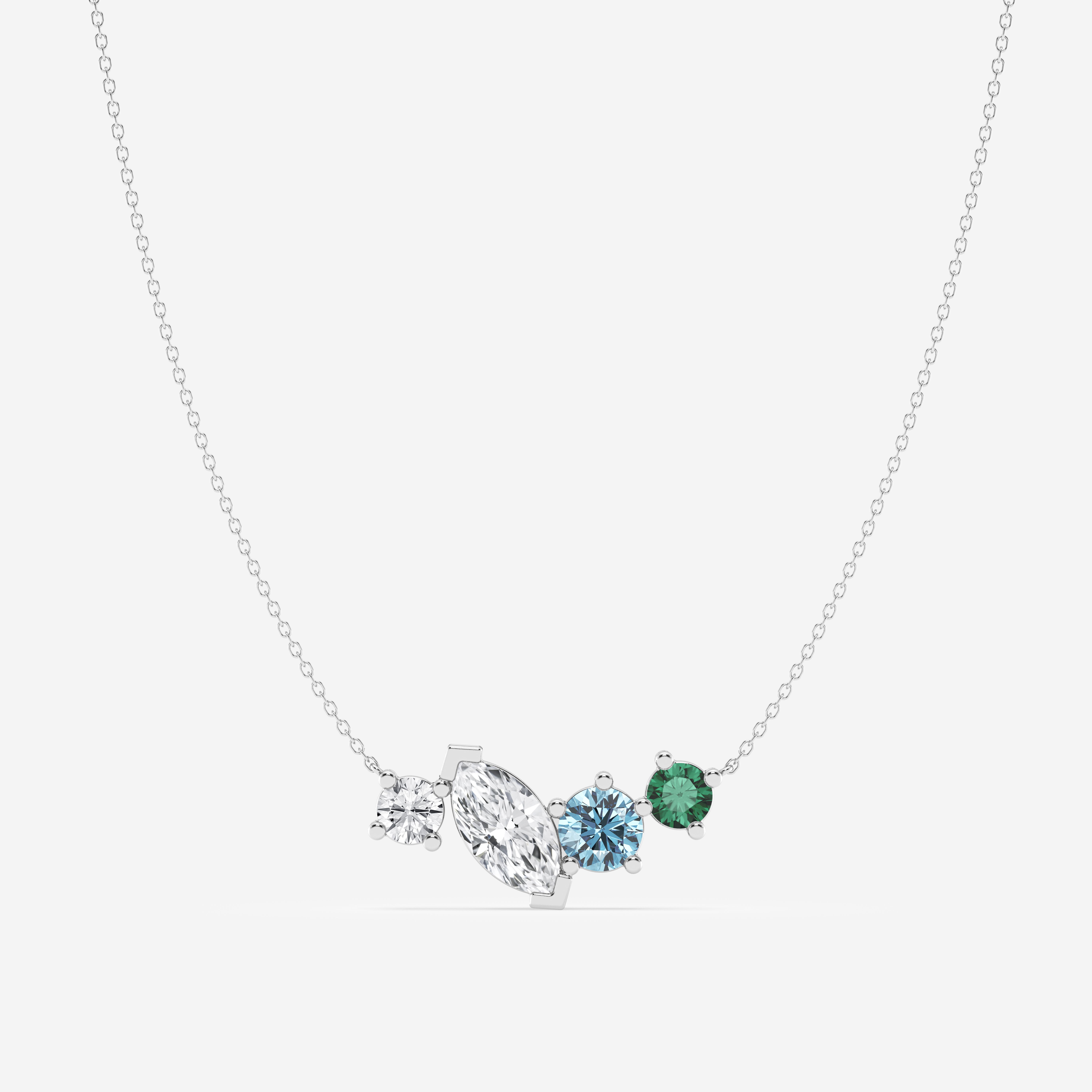 Design ID 4146 - 5.00mm Round-Cut Created Emerald 3 1/2 ctw Marquise & Round Lab Grown Diamond Truly Custom Fashion Necklace