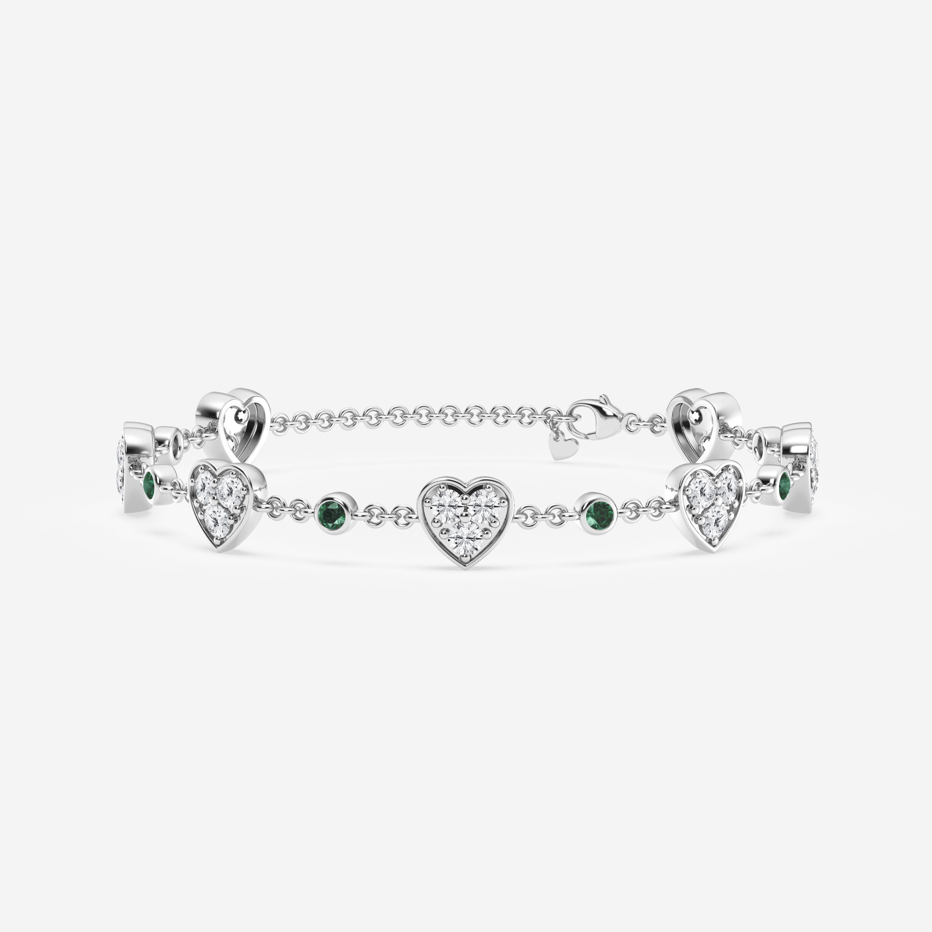 Design ID 4216 - 2 ctw Round Lab Grown Diamond and 2.50mm Round Shape Created Emerald Truly Custom Fashion Bracelet