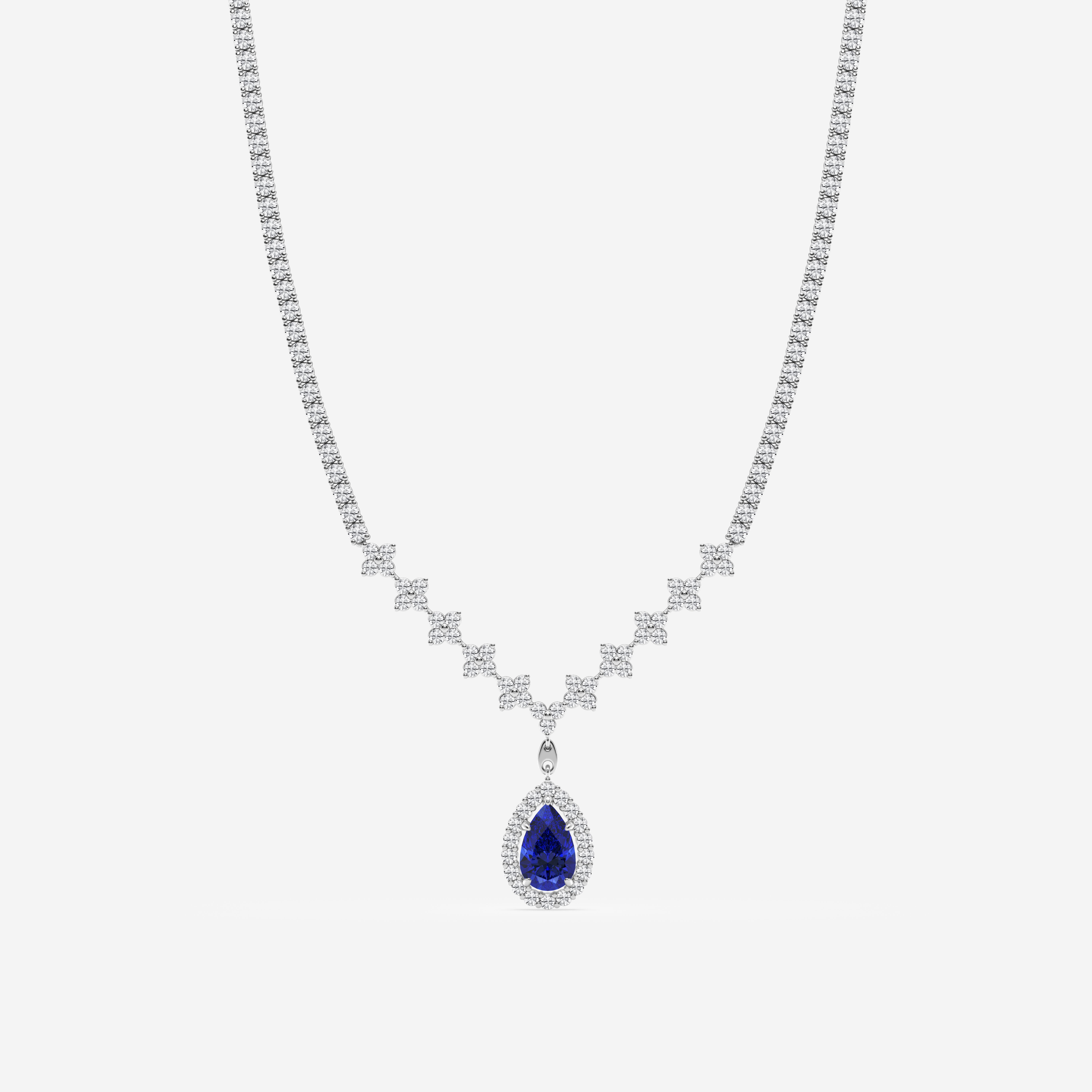 Design ID 4374 - 9 1/3 ctw Pear Fancy Blue Lab Grown Diamond Truly Custom Necklace