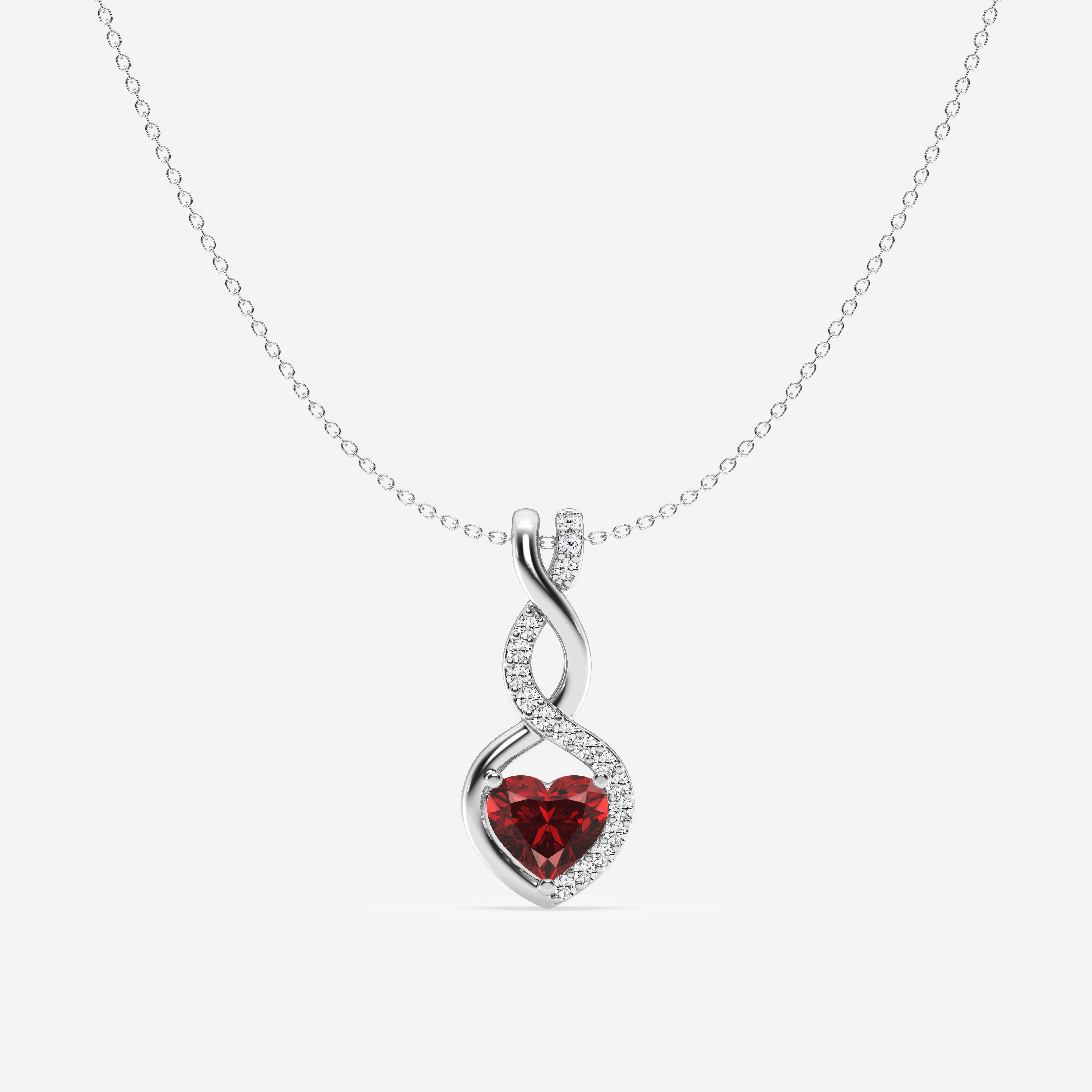 Design ID 4446 - Truly Custom 7.8x8.76mm Heart Shape Created Ruby and 1/3 ctw Round Lab Grown Diamond Fashion Pendant