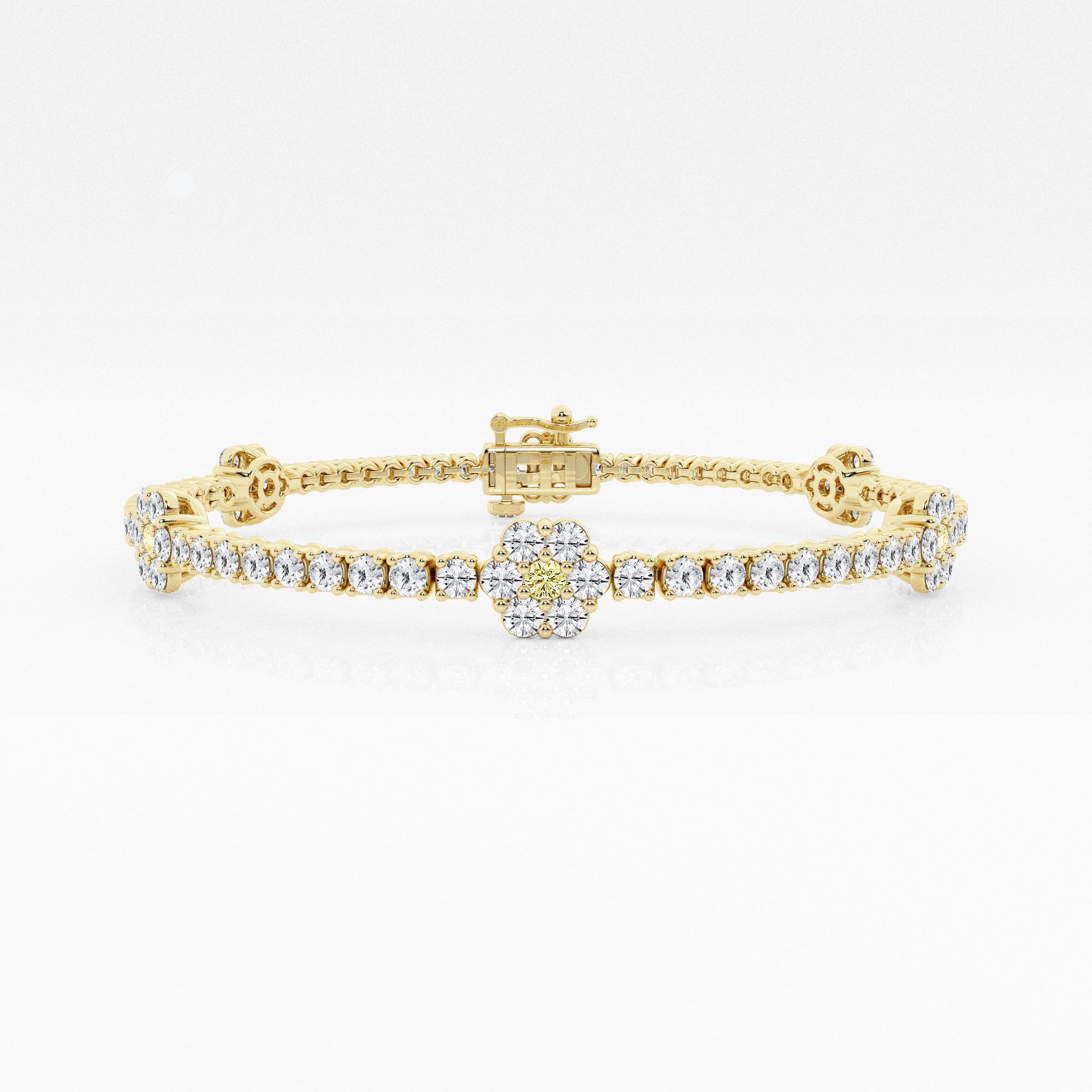 Design ID 4650 - Truly Custom 4 ctw Round Lab Grown Diamond Flower Fashion Bracelet - 7 Inches