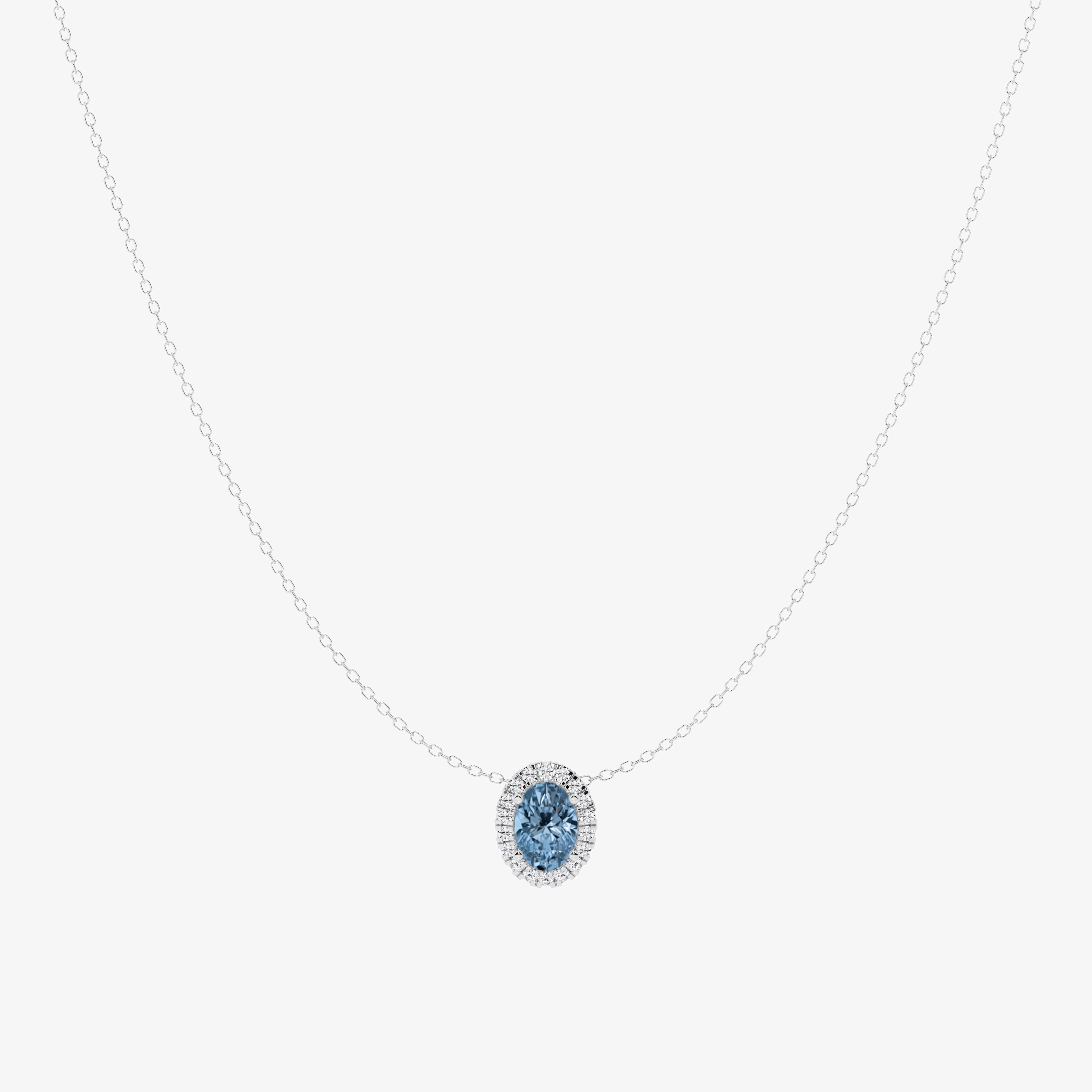 Design ID 4958 - Truly Custom 1 2/3 ctw Fancy Blue Oval Lab Grown Diamond Halo Pendant with Adjustable Chain