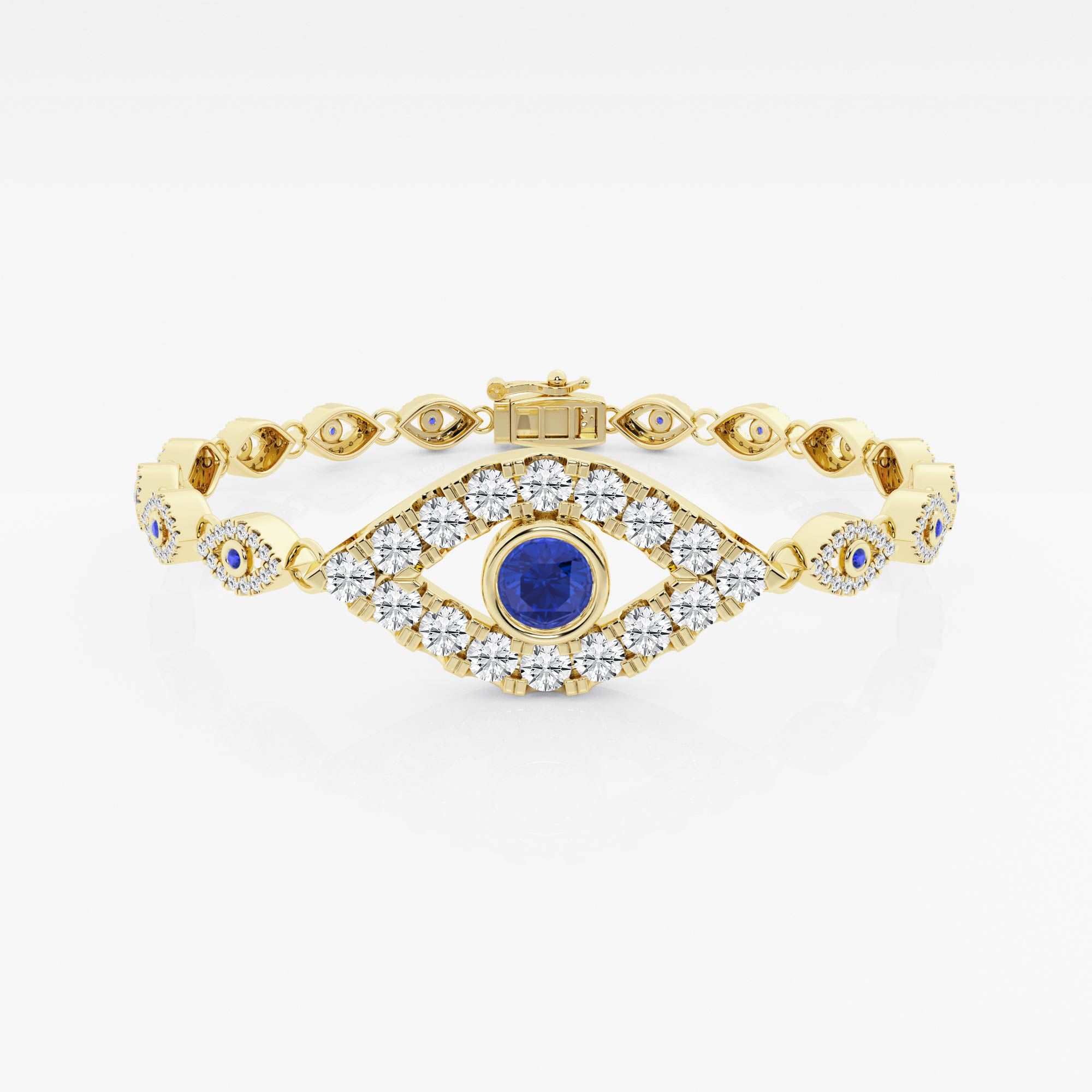 Design ID 5013 - Truly Custom 5.60mm Round Created Sapphire and 3 ctw Round Lab Grown Diamond Fashion Bracelet