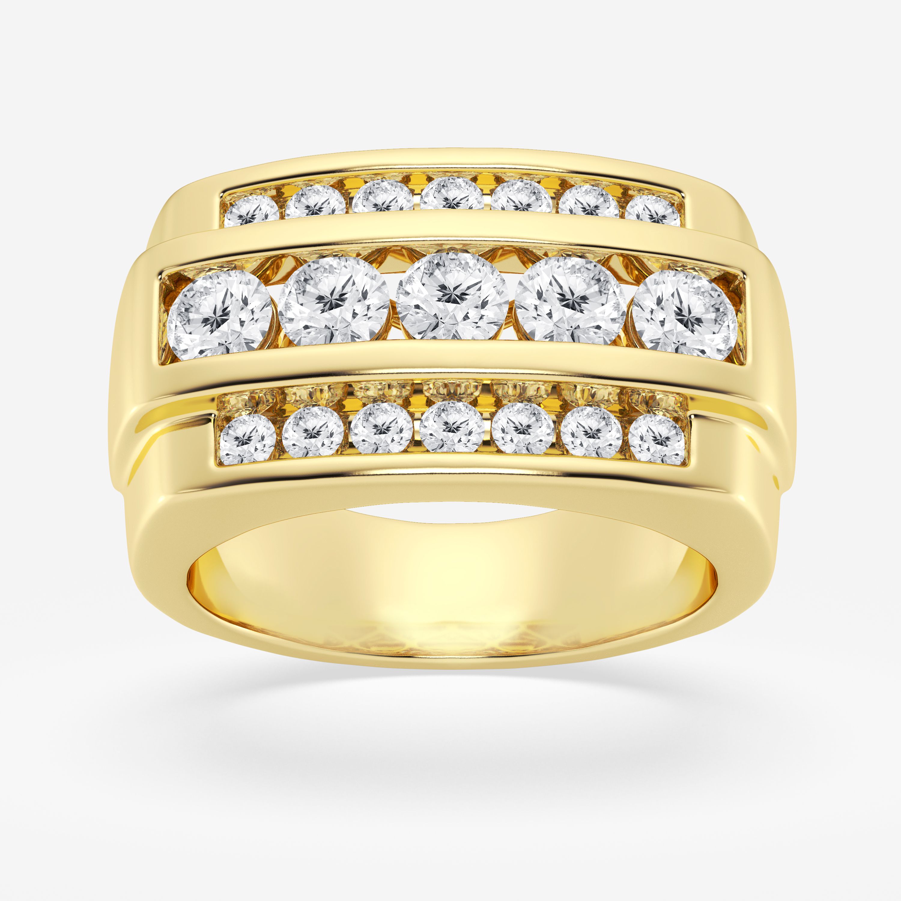 Design ID 5534 - Truly Custom 3 ctw Round Lab Grown Diamond Men's Multi-Row Rectangular Wedding Band