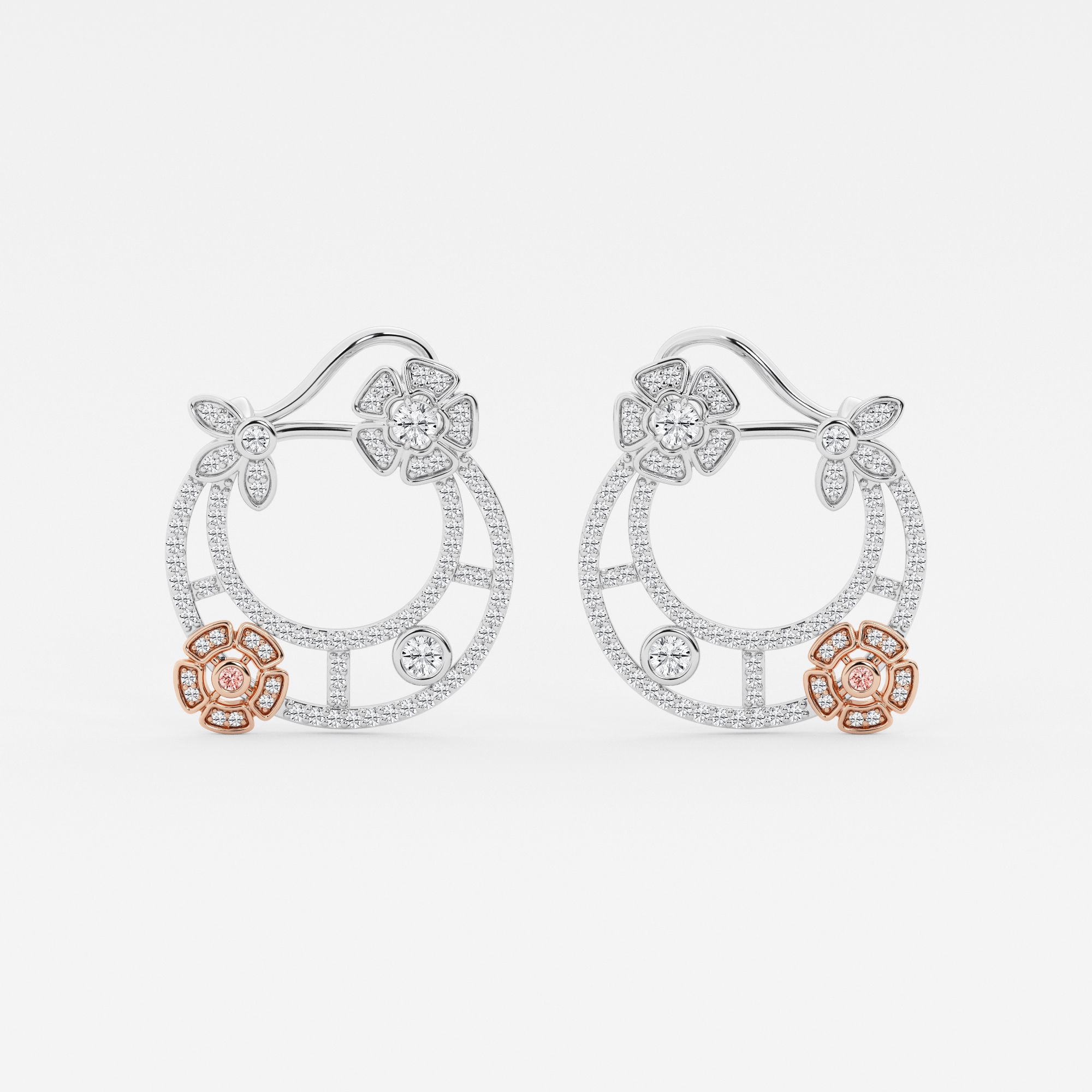Design ID 5657 - Truly Custom 1 3/4 ctw Round Lab Grown Diamond and Round Fancy Pink Fashion Earrings
