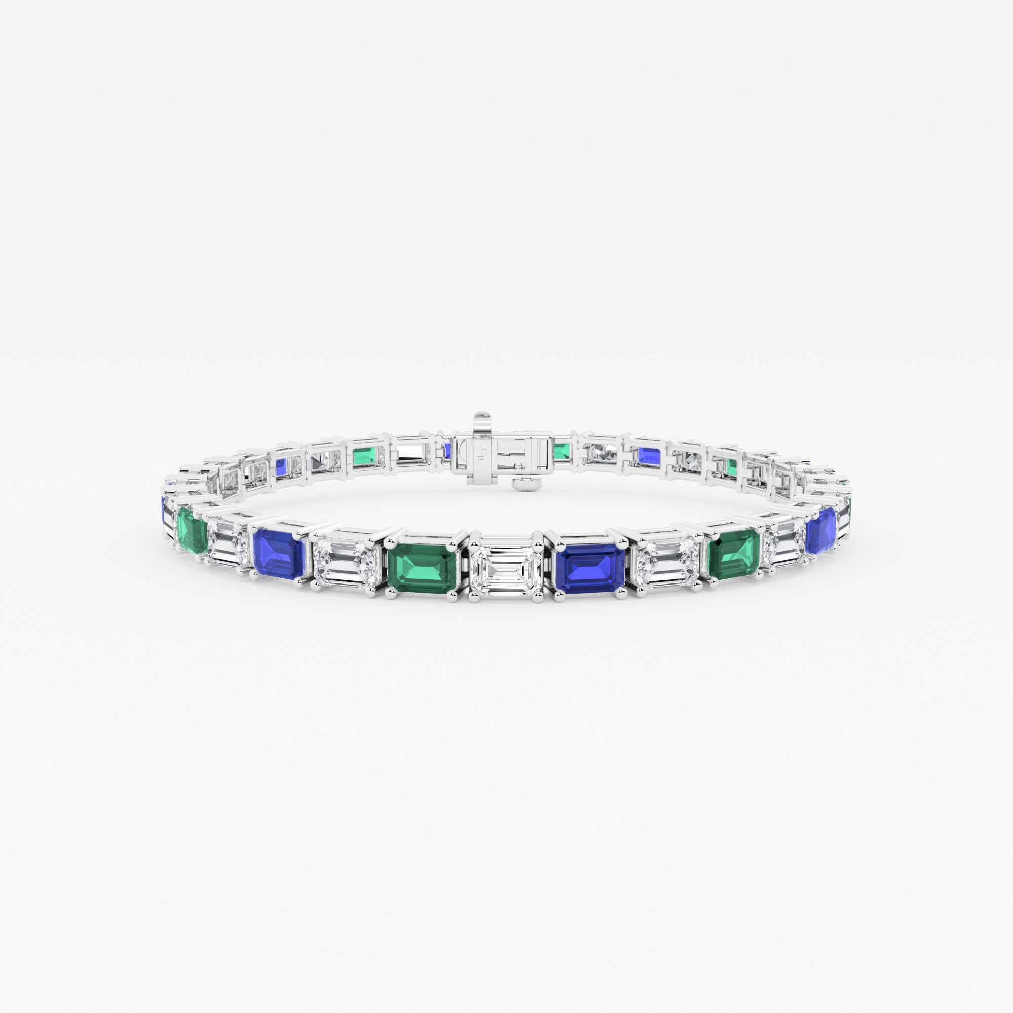 Design ID 5680 - Truly Custom 4.80x3.36 mm Created Emerald & Sapphire and 5 2/3 ctw Emerald Lab Grown Diamond Alternating Fashion Bracelet
