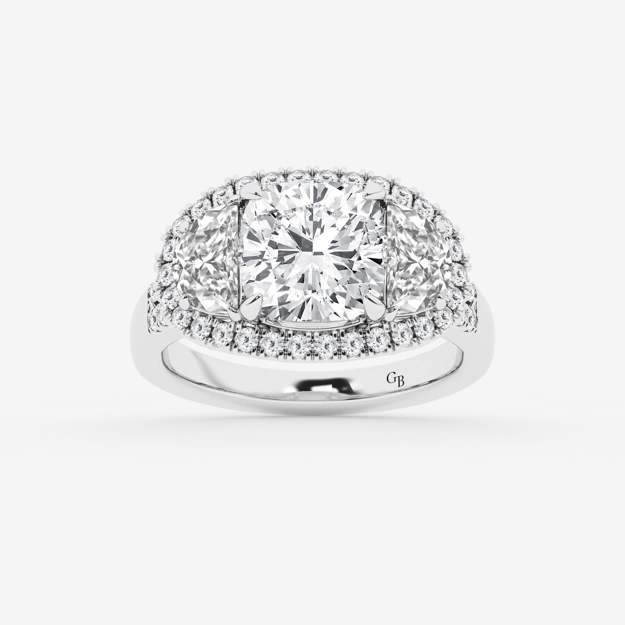 Design ID 9724 - Truly Custom 3 7/8 ctw Cushion Lab Grown Diamond Side Stone Engagement Ring