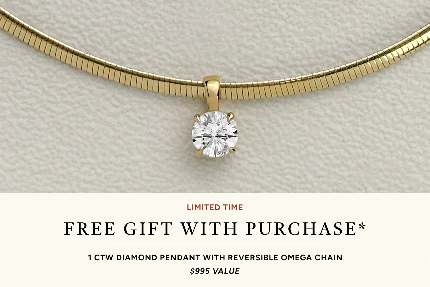 Free 1 ctw Round Lab Grown Diamond Pendant in Sterling Silver with 14K Yellow Plating with Purchase of $3,000 or More