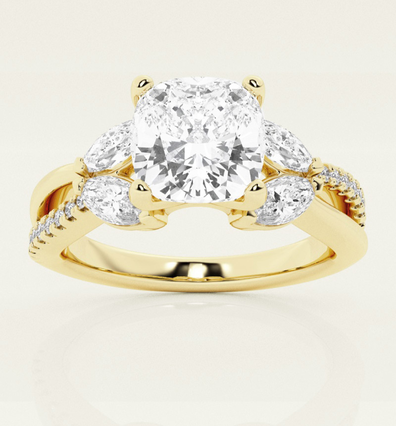 Cushion lab grown diamond engagement rings