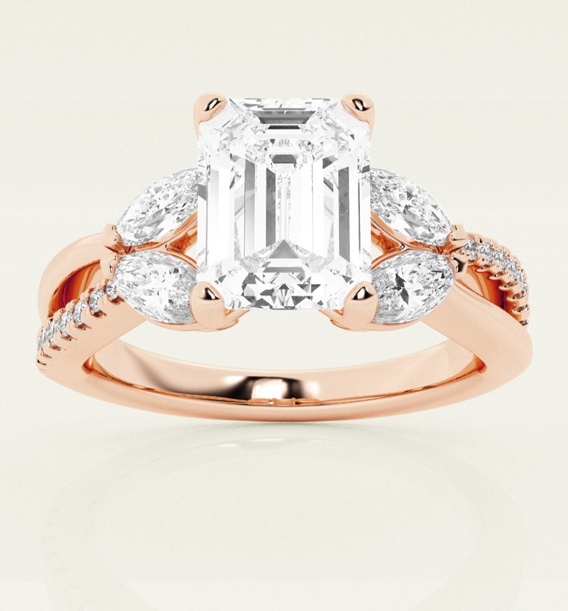 Emerald lab grown diamond engagement rings