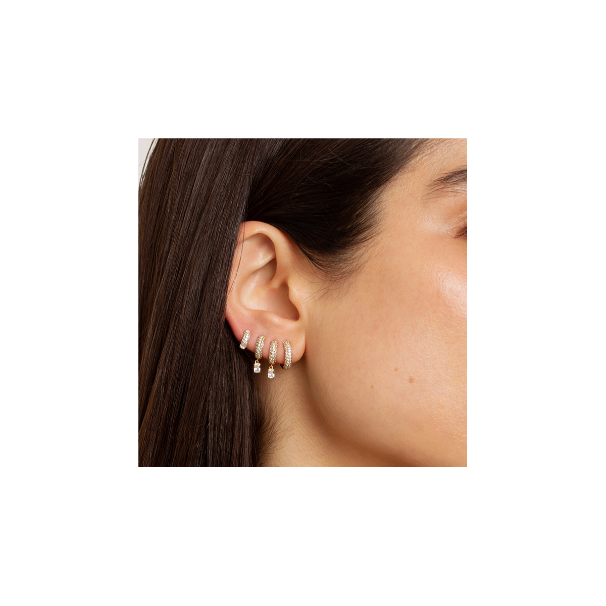 Additional Image 3 for  näas Bombë 2/5 ctw Radiant Lab Grown Diamond Huggie Hoop Earrings