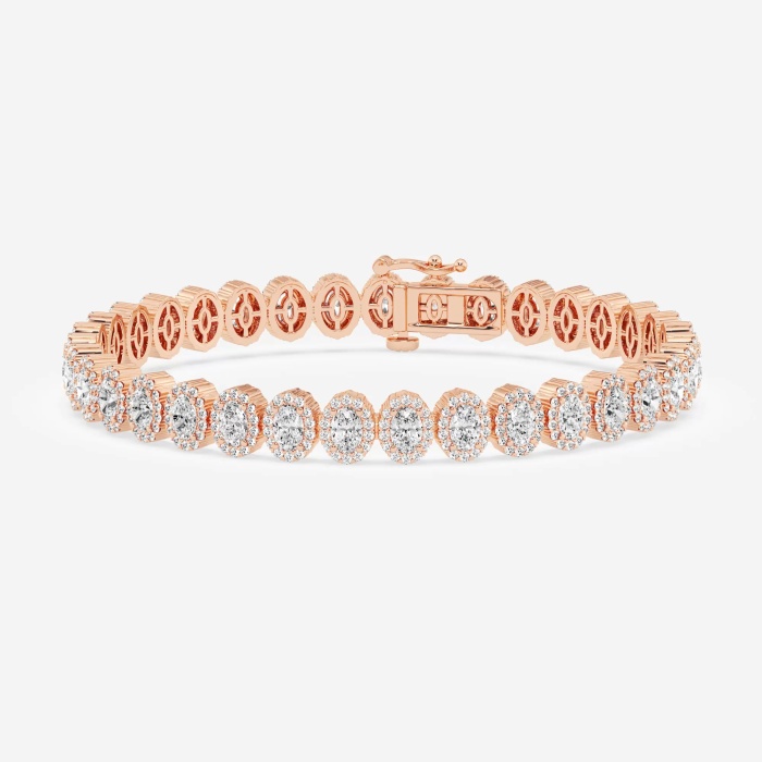 9 1/6 ctw Oval Lab Grown Diamond Halo Fashion Bracelet - 7 Inches ...