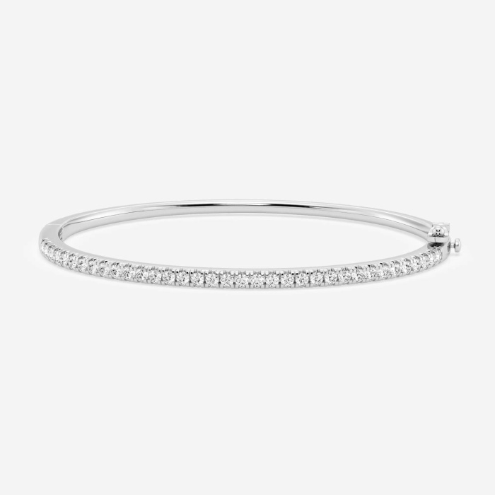 1 1/2 ctw Round Lab Grown Diamond French Pave Bangle Bracelet - 7 Inches