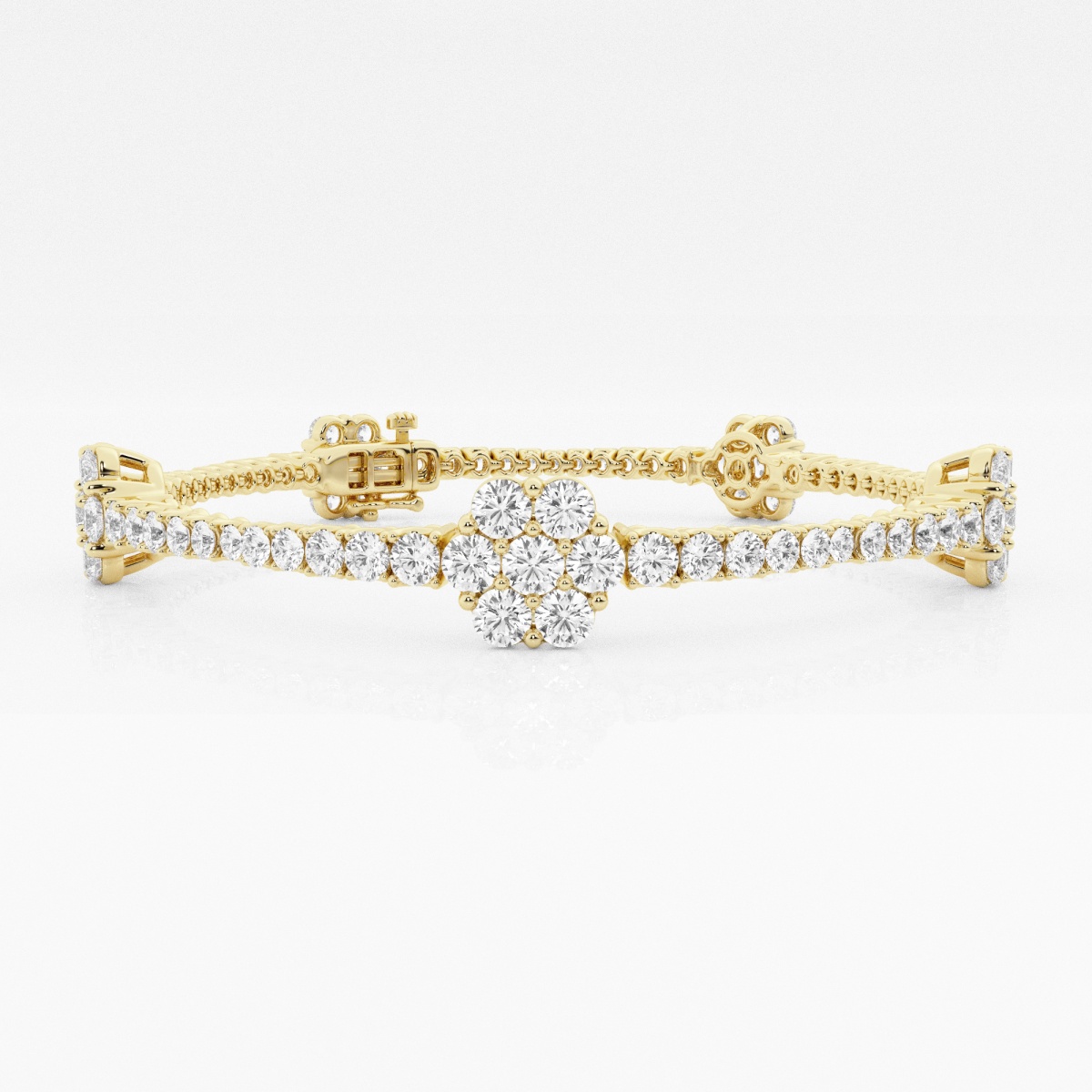 product video for 5 ctw Round Lab Grown Diamond Flower Fashion Bracelet - 7 Inches