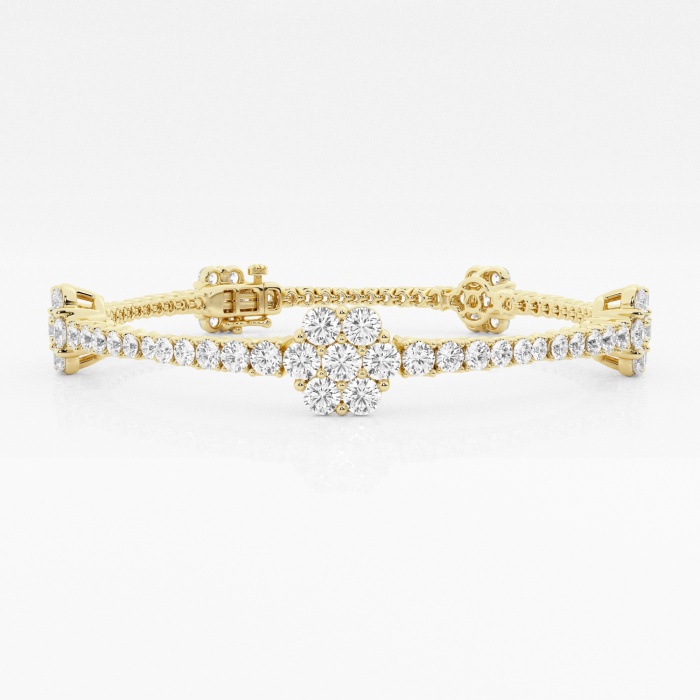 5 ctw Round Lab Grown Diamond Flower Fashion Bracelet - 7 Inches
