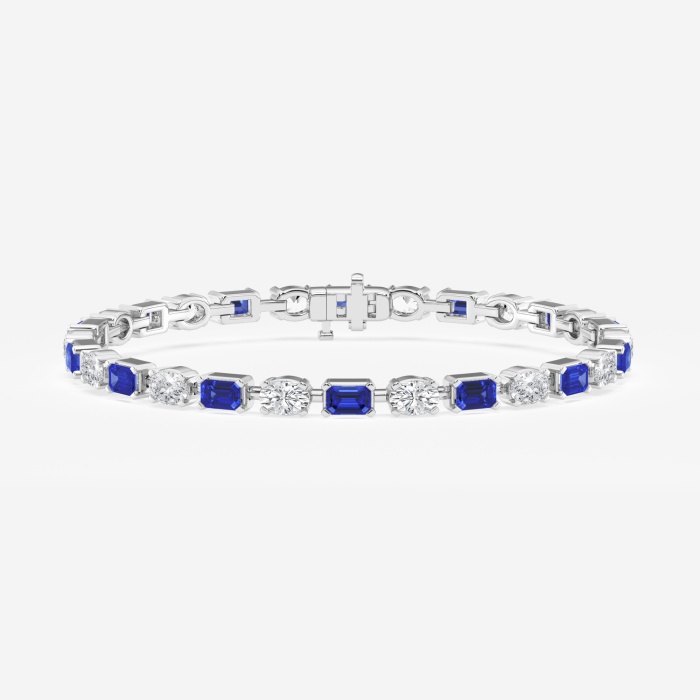4.4x3.0 mm Emerald Cut Created Sapphire and 3 2/5 ctw Oval Lab Grown Diamond Alternating Fashion Bracelet - 7 Inches